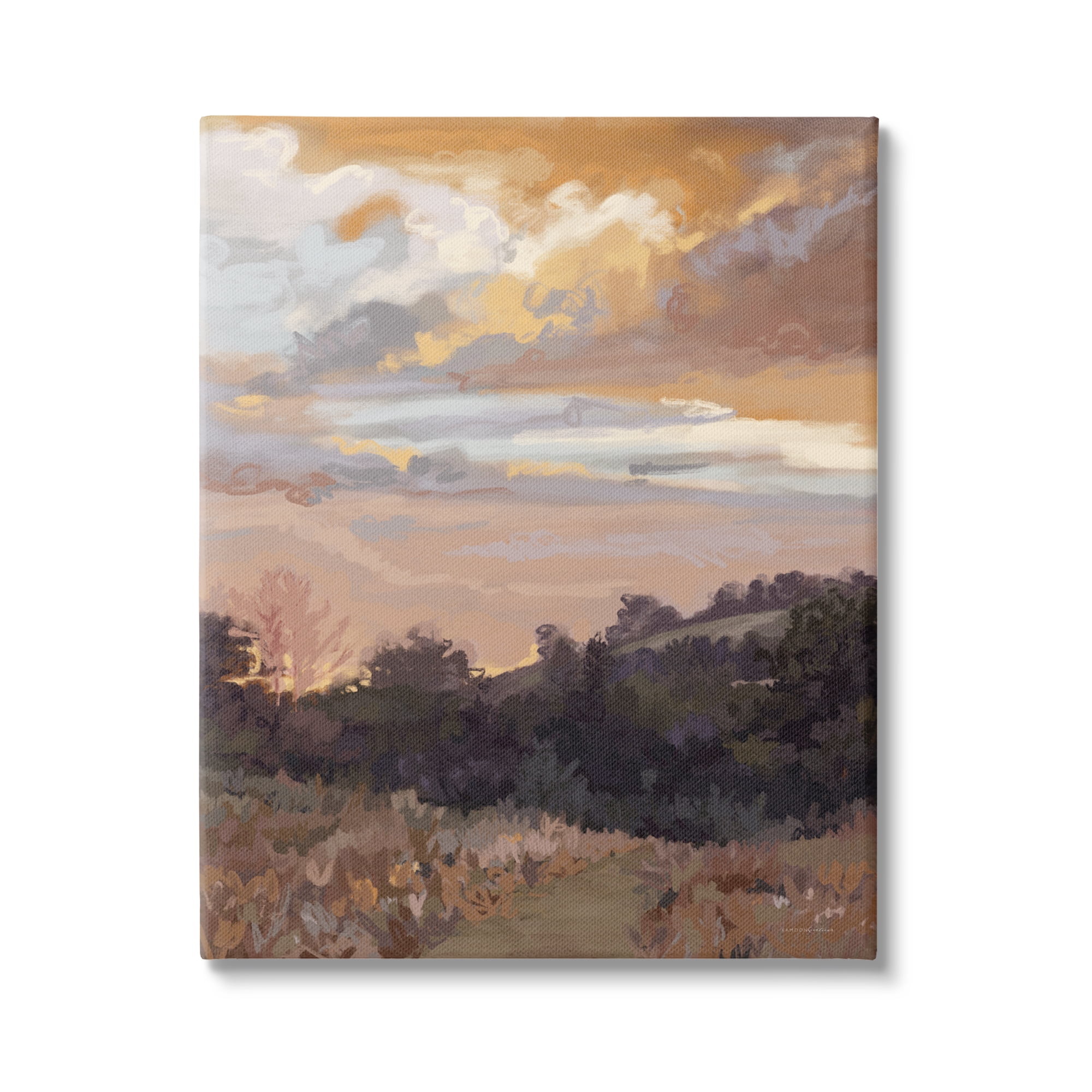 Stupell Industries Abstract Sunrise Landscape Landscape Painting Gallery Wrapped Canvas Art Print Wall Art, 16 x 20