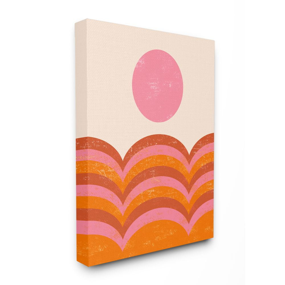 Stupell Industries Abstract Sunset Arched Landscape Pink Red Orange Canvas Wall Art Design by Daphne Polselli