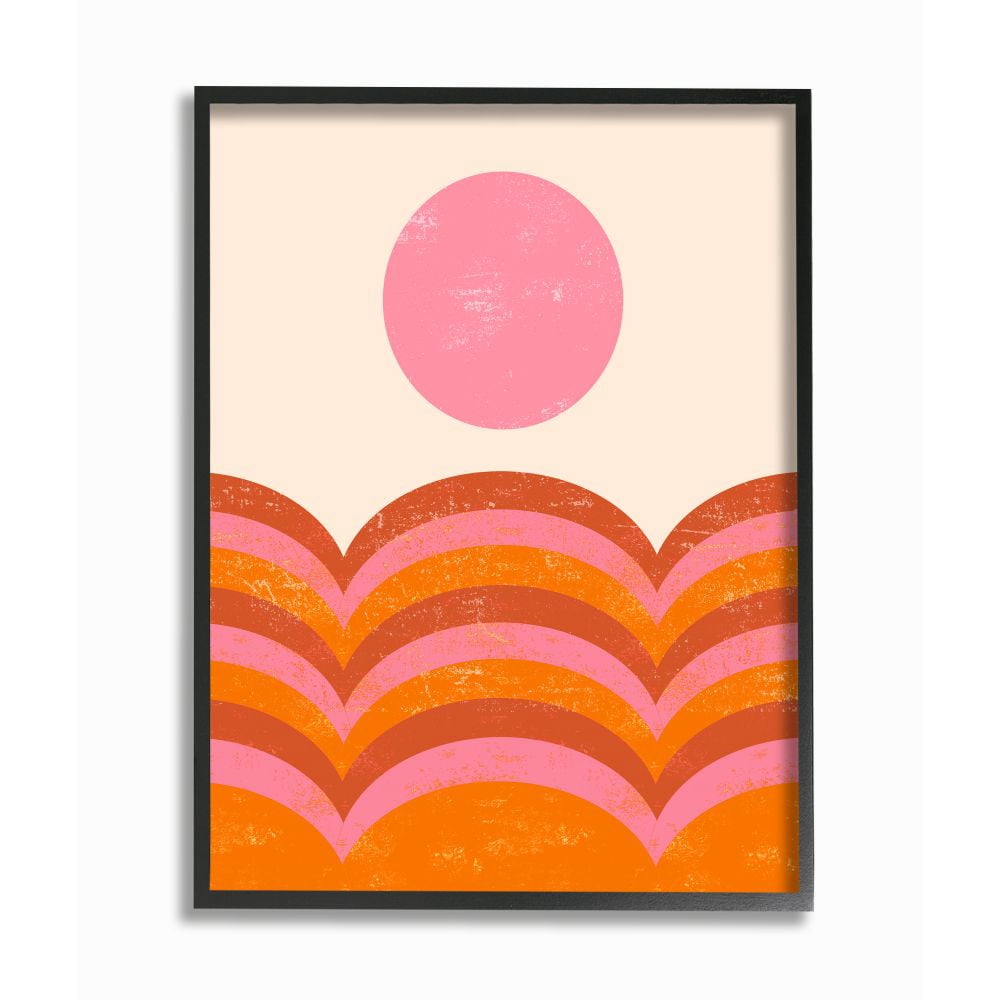 Stupell Industries Abstract Sunset Arched Landscape Pink Red Orange Framed Wall Art Design by Daphne Polselli