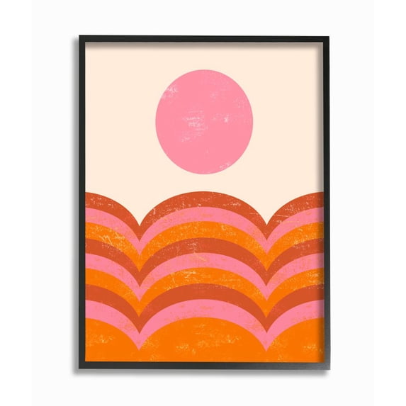 Stupell Industries Abstract Sunset Arched Landscape Pink Red Orange Framed Wall Art Design by Daphne Polselli