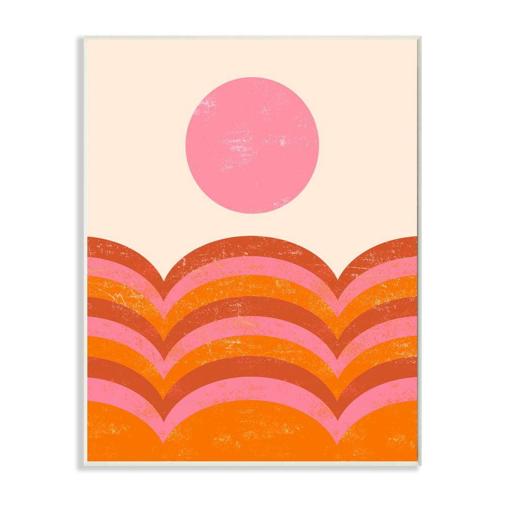 Stupell Industries Abstract Sunset Arched Landscape Pink Red Orange Graphic Art Unframed Art Print Wall Art, 13x19, by Daphne Polselli