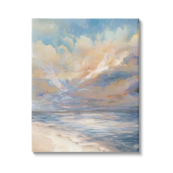 Stupell Industries Abstract Sunset Shoreline Landscape Painting Gallery Wrapped Canvas Art Print Wall Art, 16 x 20