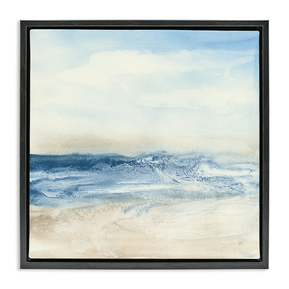 Stupell Industries Abstract Surf & Sand Nautical & Beach Painting Black Floater Framed Canvas Art Print Wall Art, 18 x 18