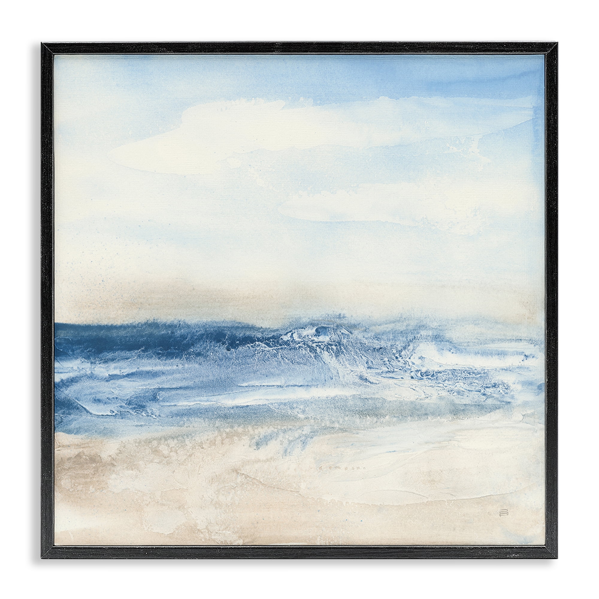 Stupell Industries Abstract Surf & Sand Nautical & Beach Painting Black Framed Art Print Wall Art, 12 x 12
