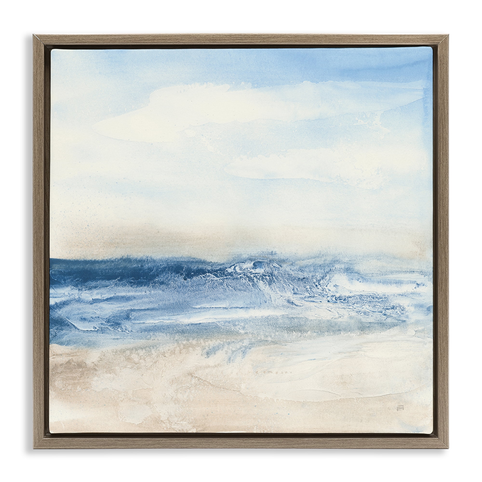 Stupell Industries Abstract Surf & Sand Nautical & Beach Painting Brown Floater Framed Canvas Art Print Wall Art, 25 x 25