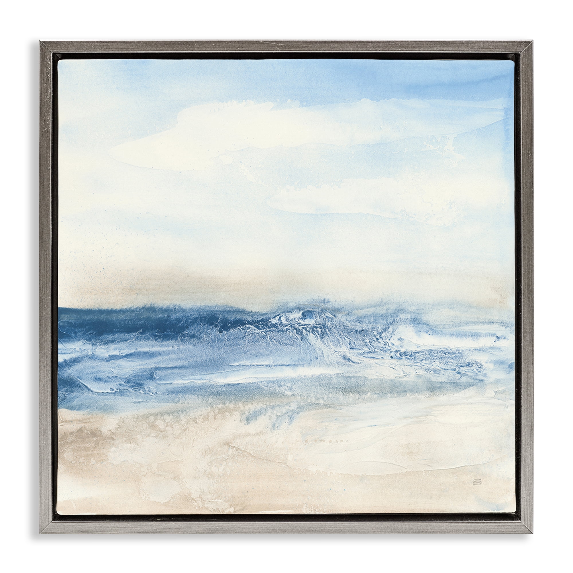 Stupell Industries Abstract Surf & Sand Nautical & Beach Painting Gray Floater Framed Canvas Art Print Wall Art, 18 x 18