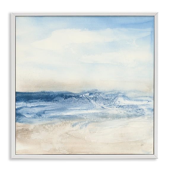 Stupell Industries Transitional Abstract Surf & Sand White Framed Giclee Art, 24 x 24, by Chris Paschke
