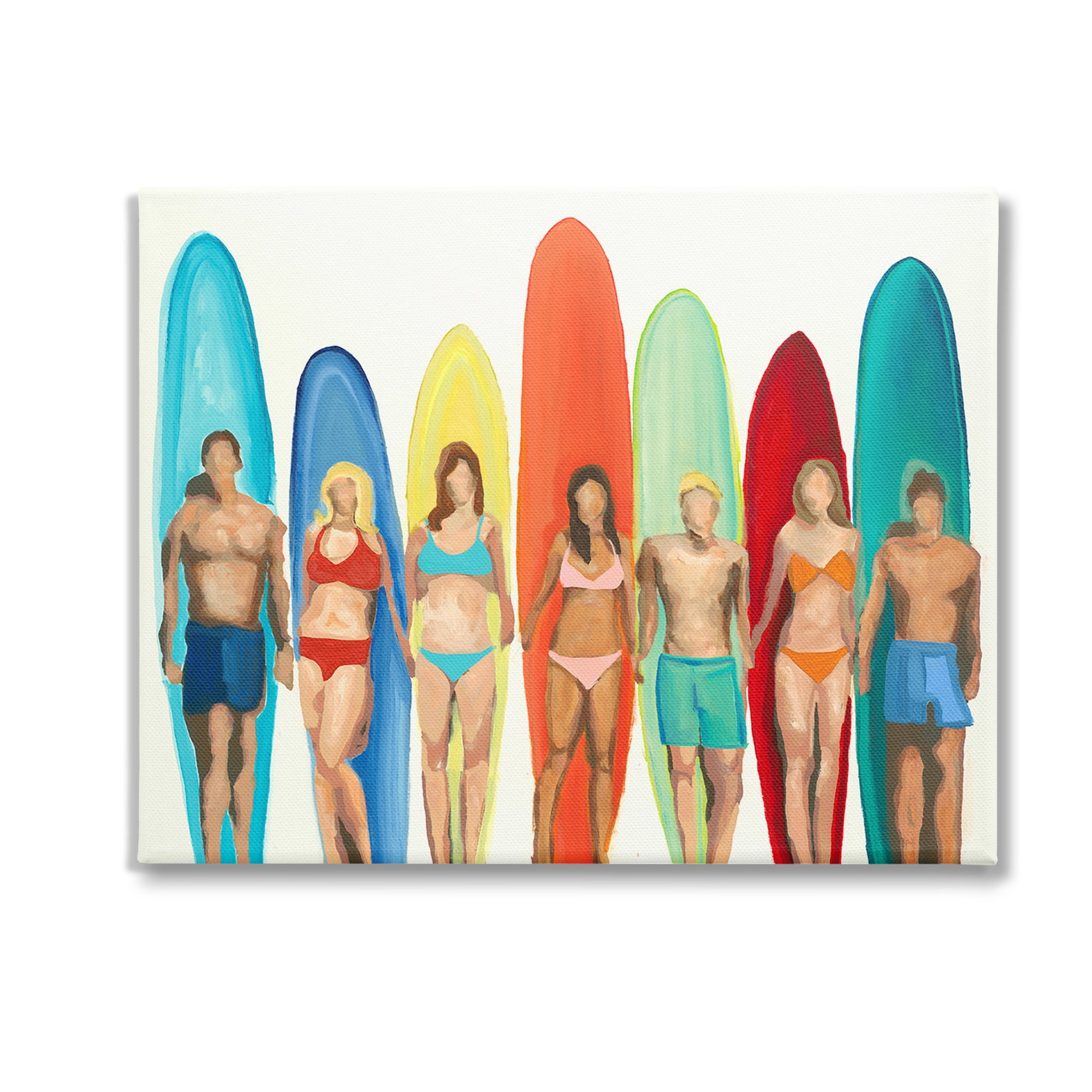 Stupell Industries Abstract Surfer Friends Sports Painting Gallery Wrapped Canvas Art Print Wall Art, 30 x 24