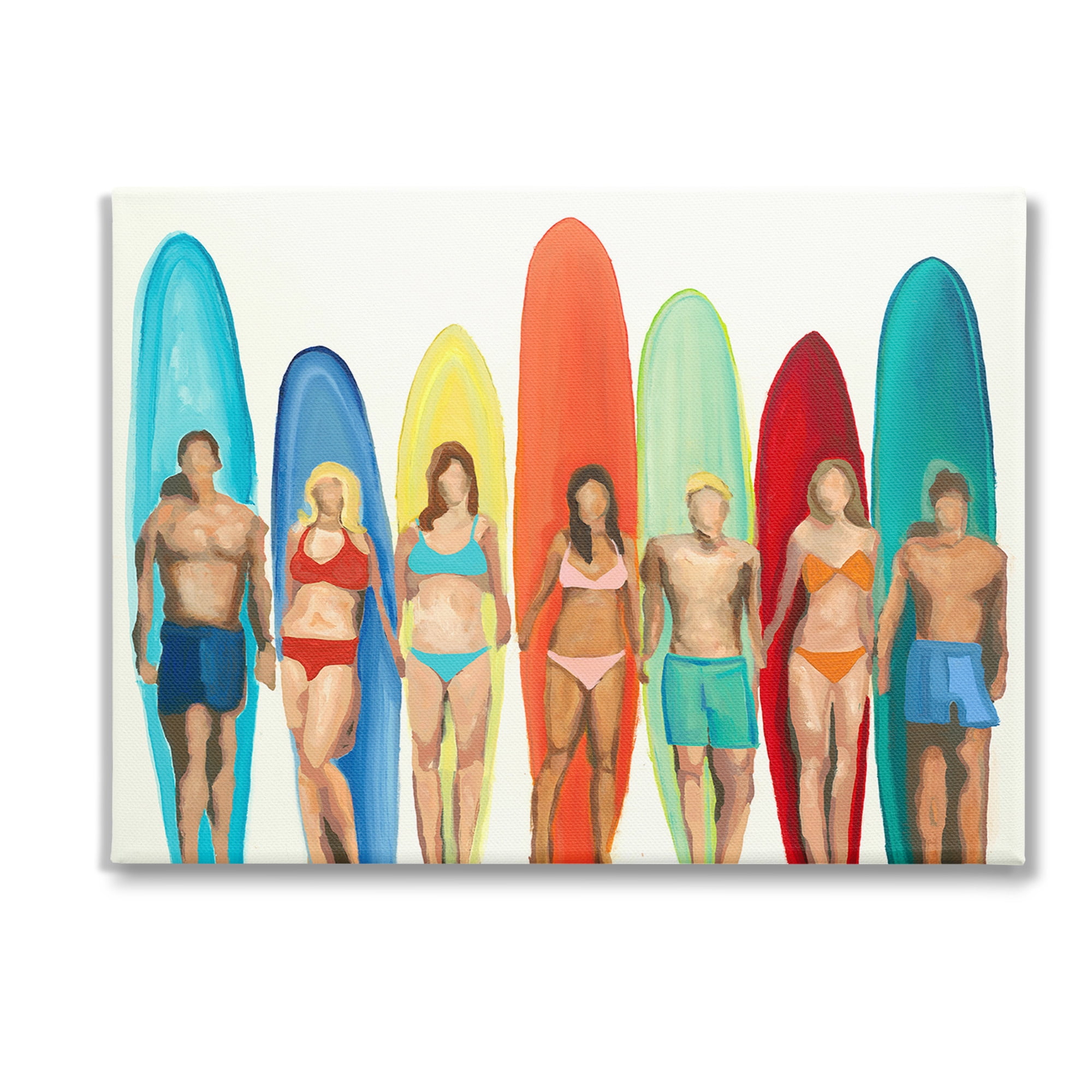 Stupell Industries Abstract Surfer Friends Sports Painting Gallery Wrapped Canvas Art Print Wall Art, 48 x 36