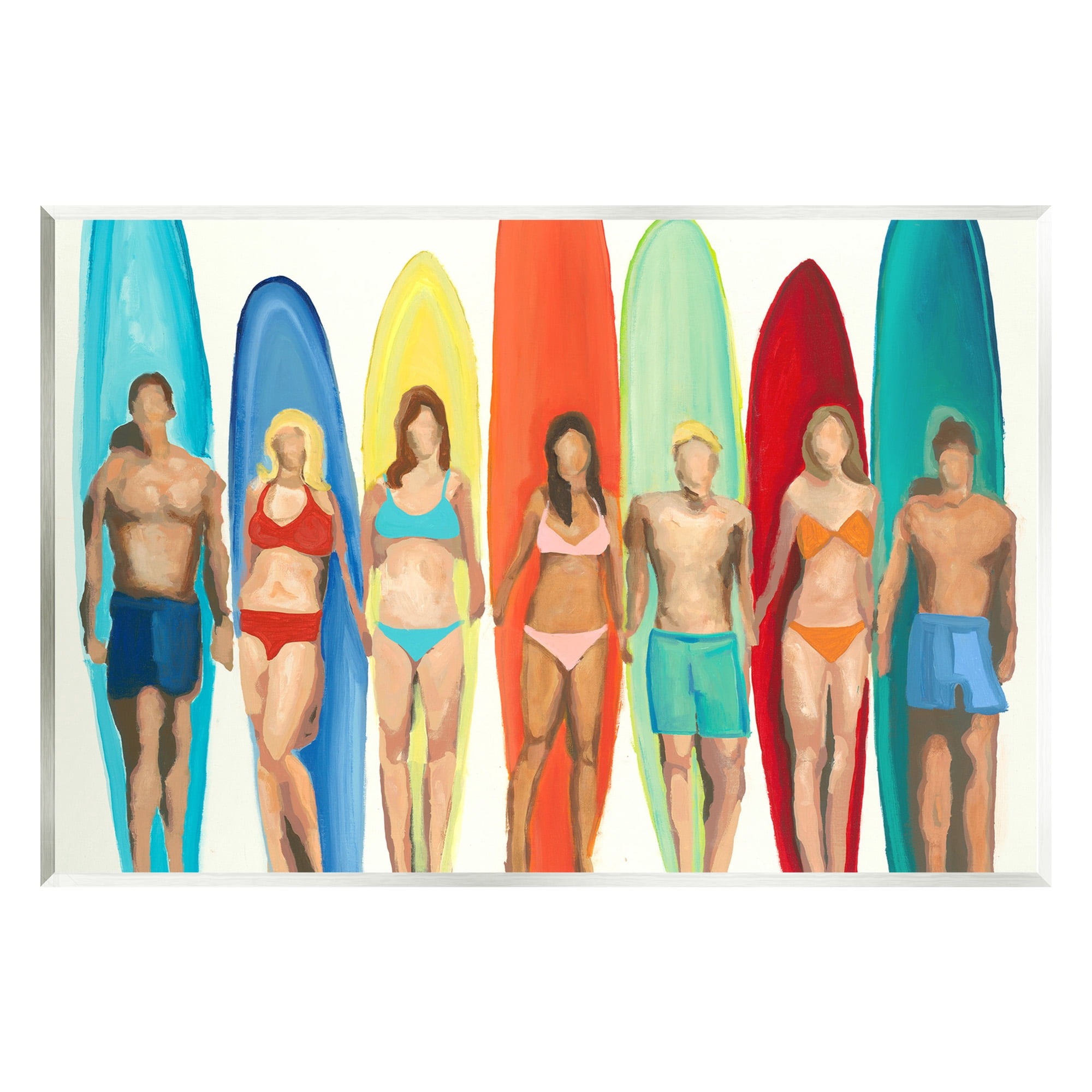 Stupell Industries Abstract Surfer Friends Sports Painting Unframed Art Print Wall Art, 19 x 13