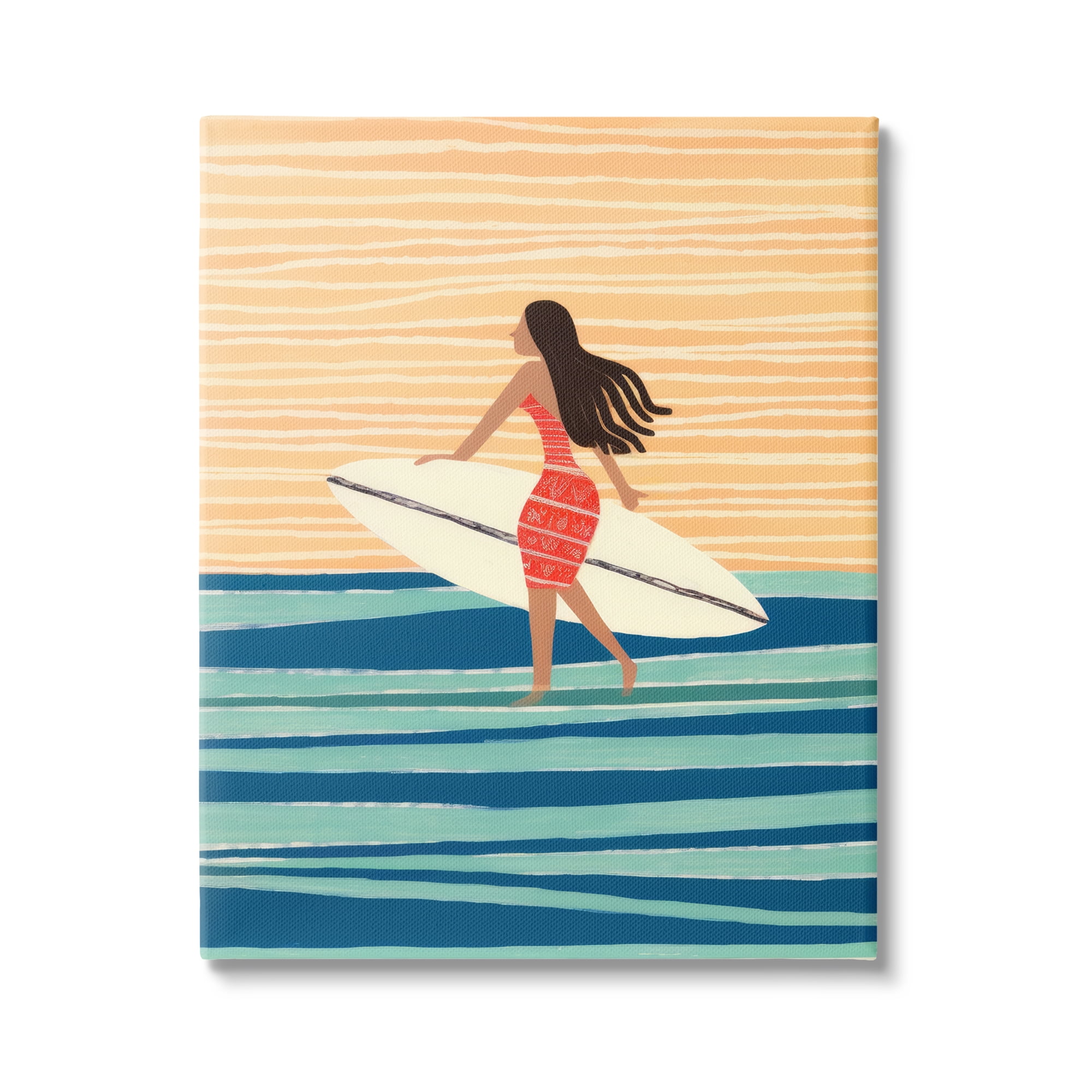 Stupell Industries Abstract Surfer Girl Abstract Painting Gallery Wrapped Canvas Art Print Wall Art, 16 x 20