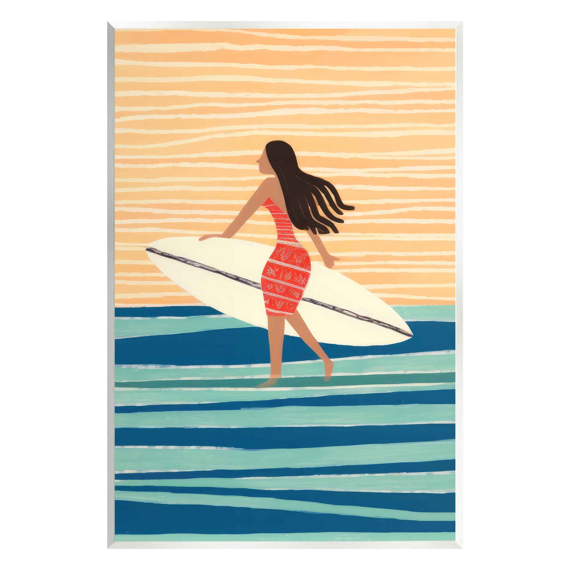 Stupell Industries Abstract Surfer Girl Abstract Painting Unframed Art Print Wall Art, 10 x 15