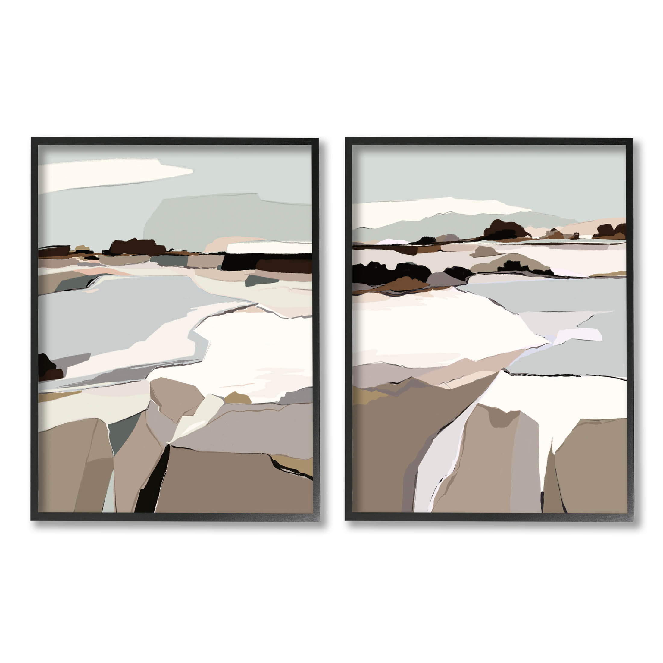 Stupell Industries Abstract Swedish Landscape Shapes Graphic Art Black Framed Art Print Wall Art, Set of 2, Design by Nikita Jariwala