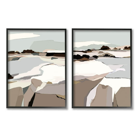 Stupell Industries Abstract Swedish Landscape Shapes Graphic Art Black Framed Art Print Wall Art, Set of 2, Design by Nikita Jariwala