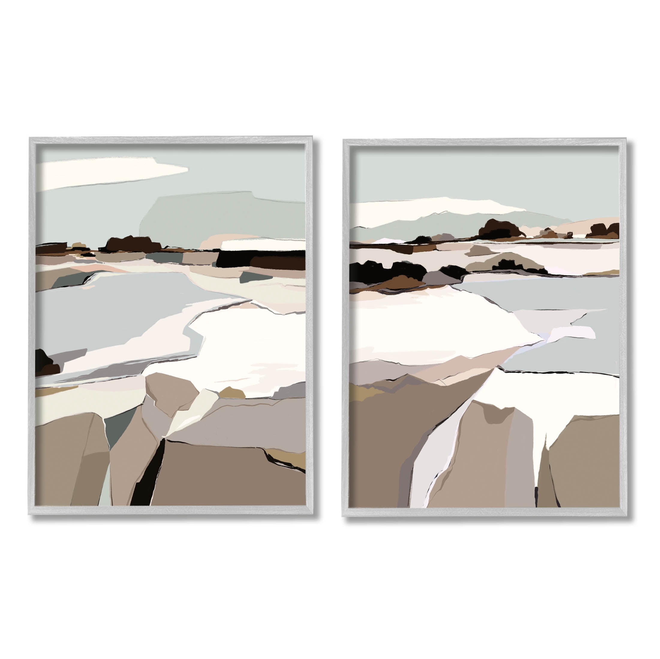 Stupell Industries Abstract Swedish Landscape Shapes Graphic Art Gray Framed Art Print Wall Art, Set of 2, Design by Nikita Jariwala