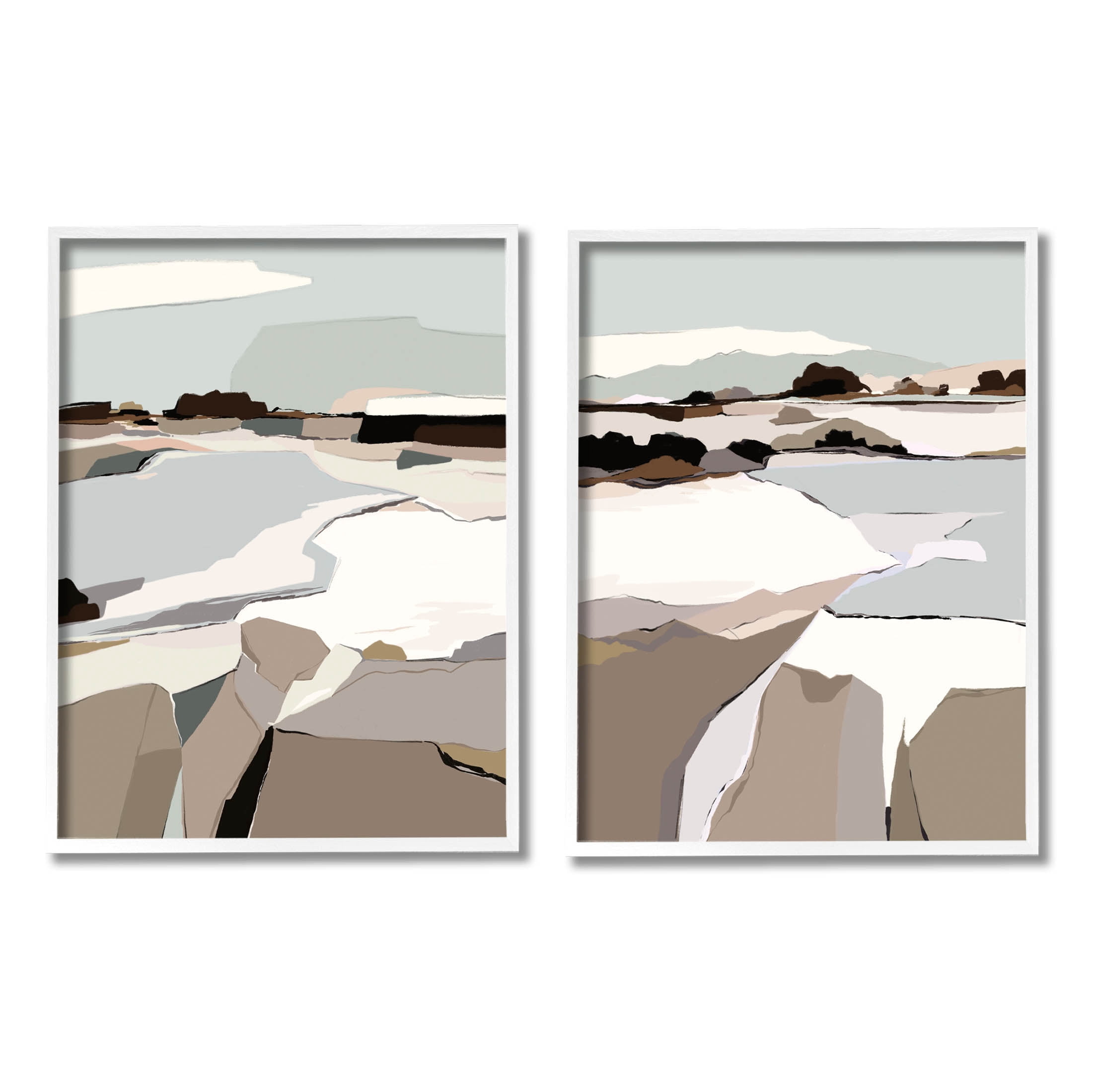 Stupell Industries Abstract Swedish Landscape Shapes Graphic Art White Framed Art Print Wall Art, Set of 2, Design by Nikita Jariwala