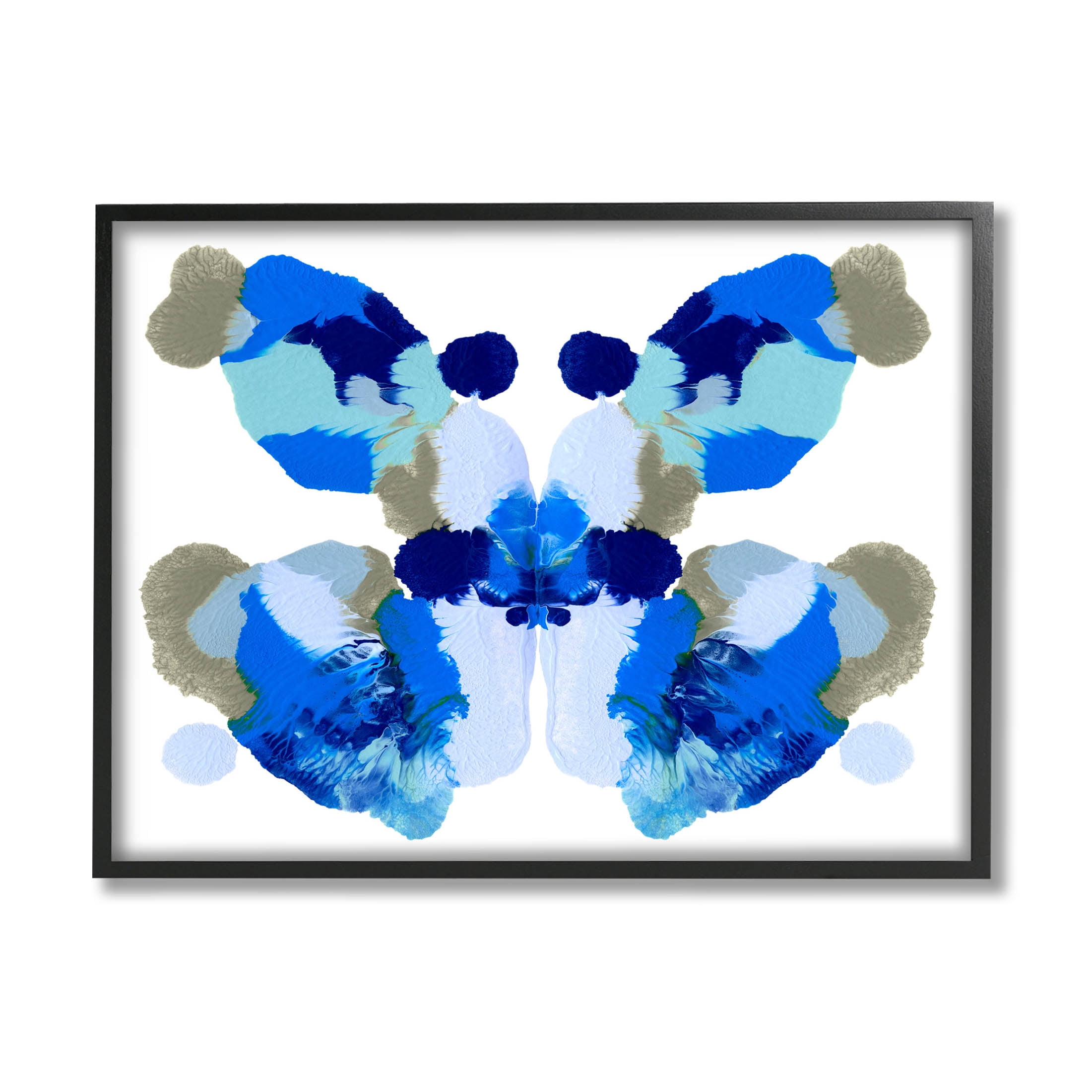 Stupell Industries Abstract Symmetrical Ink Blot Shape Graphic Art Black Framed Art Print Wall Art, Design by Emma Caroline