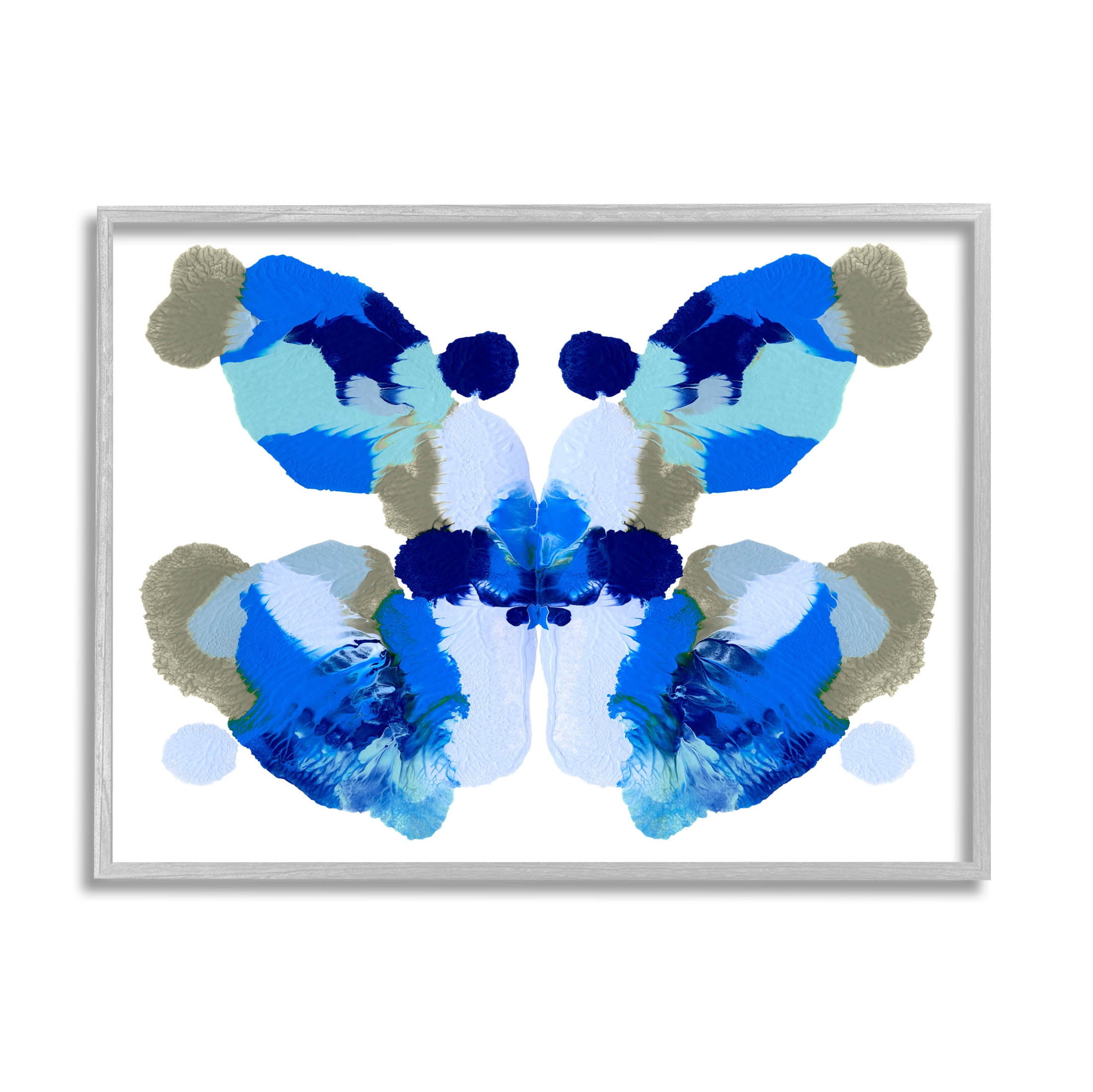 Stupell Industries Abstract Symmetrical Ink Blot Shape Graphic Art Gray Framed Art Print Wall Art, Design by Emma Caroline