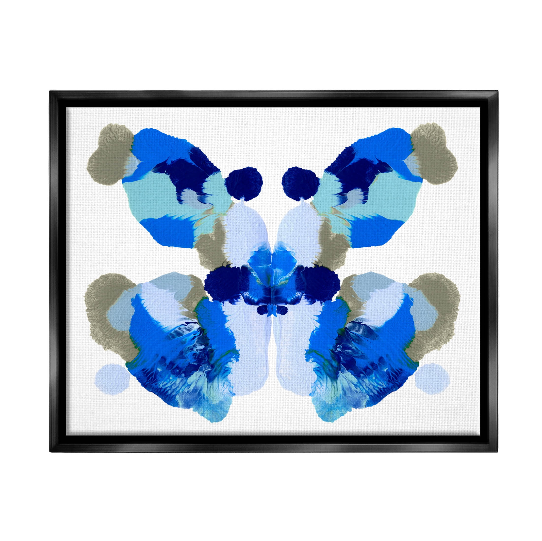 Stupell Industries Abstract Symmetrical Ink Blot Shape Graphic Art Jet Black Floating Framed Canvas Print Wall Art, Design by Emma Caroline