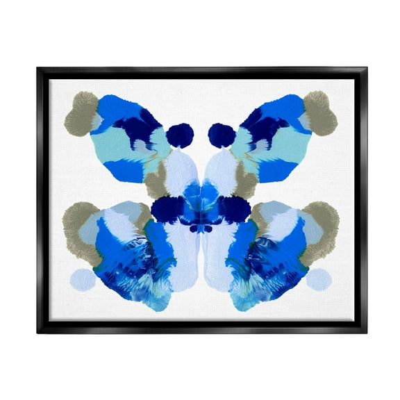 Stupell Industries Abstract Symmetrical Ink Blot Shape Graphic Art Jet Black Floating Framed Canvas Print Wall Art, Design by Emma Caroline