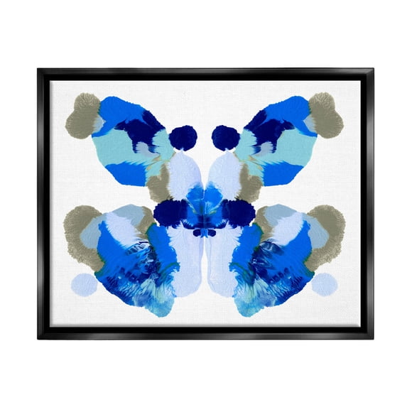 Stupell Industries Abstract Symmetrical Ink Blot Shape Graphic Art Jet Black Floating Framed Canvas Print Wall Art, Design by Emma Caroline