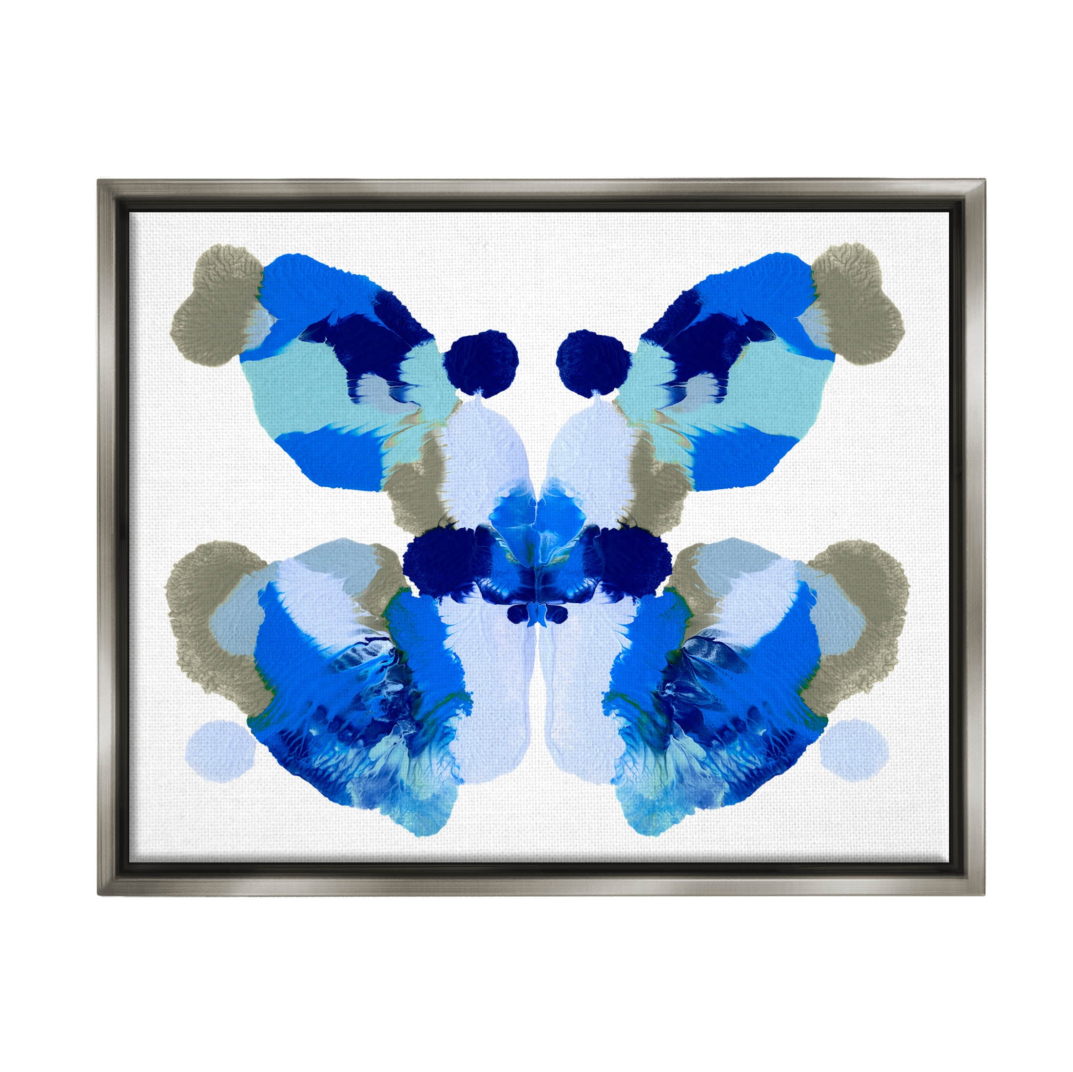 Stupell Industries Abstract Symmetrical Ink Blot Shape Graphic Art Luster Gray Floating Framed Canvas Print Wall Art, Design by Emma Caroline