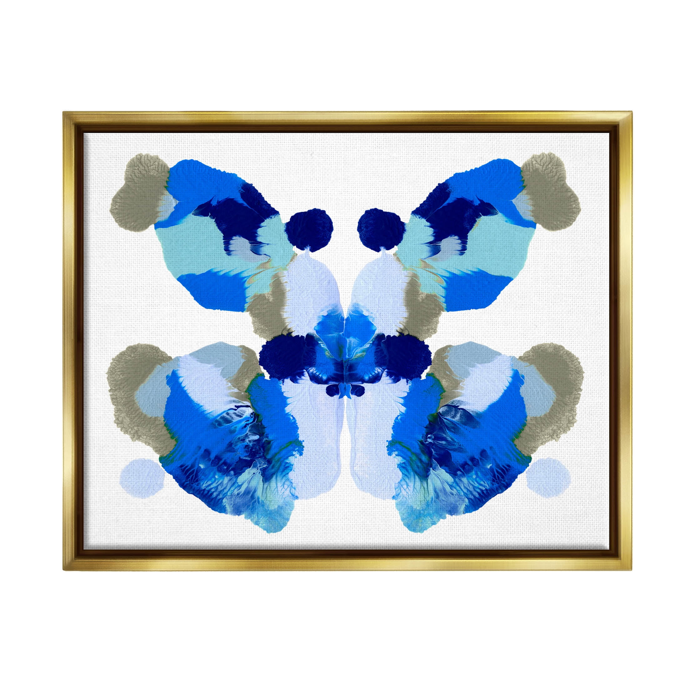 Stupell Industries Abstract Symmetrical Ink Blot Shape Graphic Art Metallic Gold Floating Framed Canvas Print Wall Art, Design by Emma Caroline