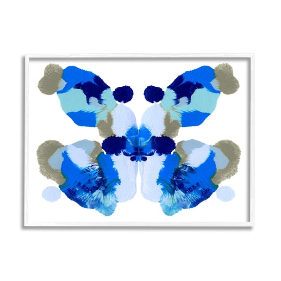Stupell Industries Abstract Symmetrical Ink Blot Shape Graphic Art White Framed Art Print Wall Art, Design by Emma Caroline