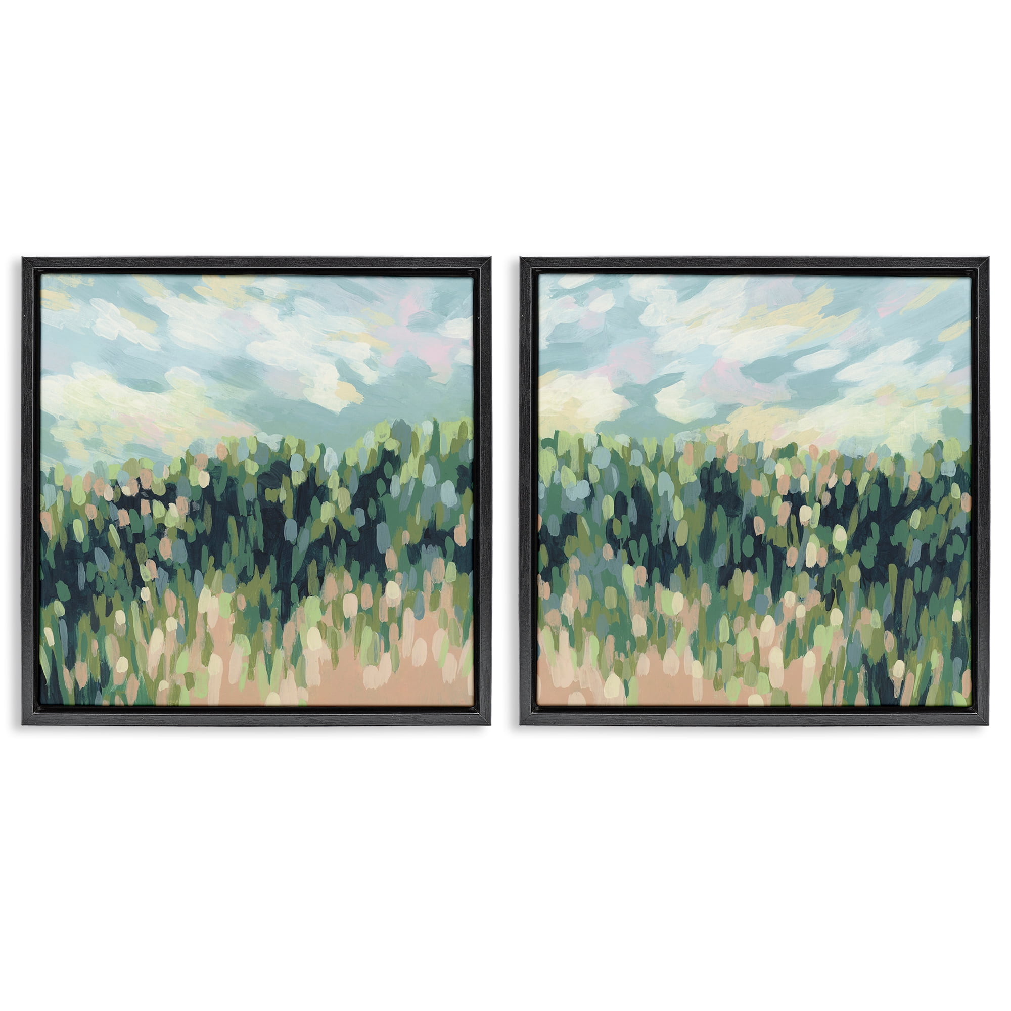 Stupell Industries Abstract Tall Wheat Grass Field Landscape & Nature Painting Black Floater Framed Canvas Art Print Wall Art, 25 x 25, Set of 2