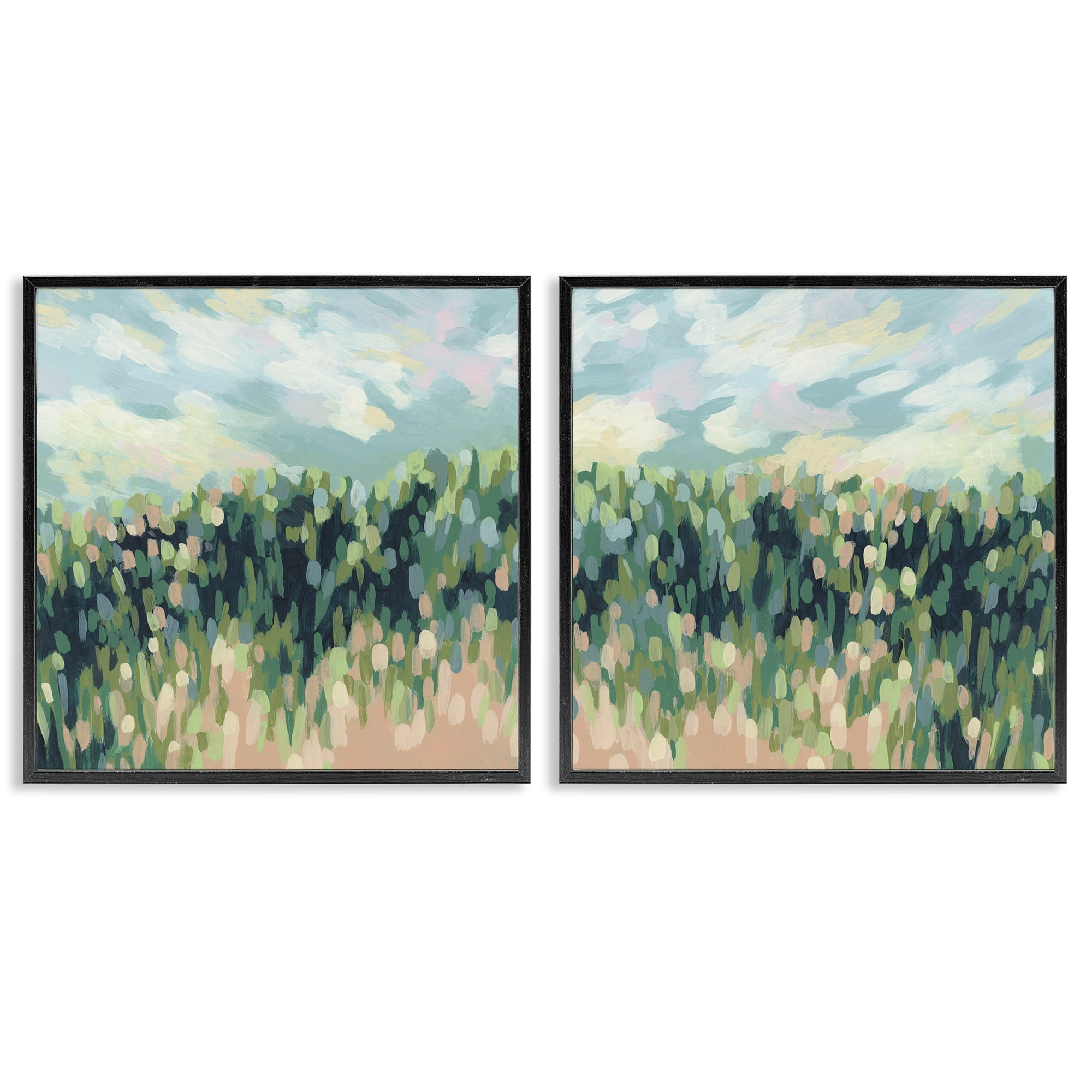 Stupell Industries Abstract Tall Wheat Grass Field Landscape & Nature Painting Black Framed Art Print Wall Art, 12 x 12, Set of 2