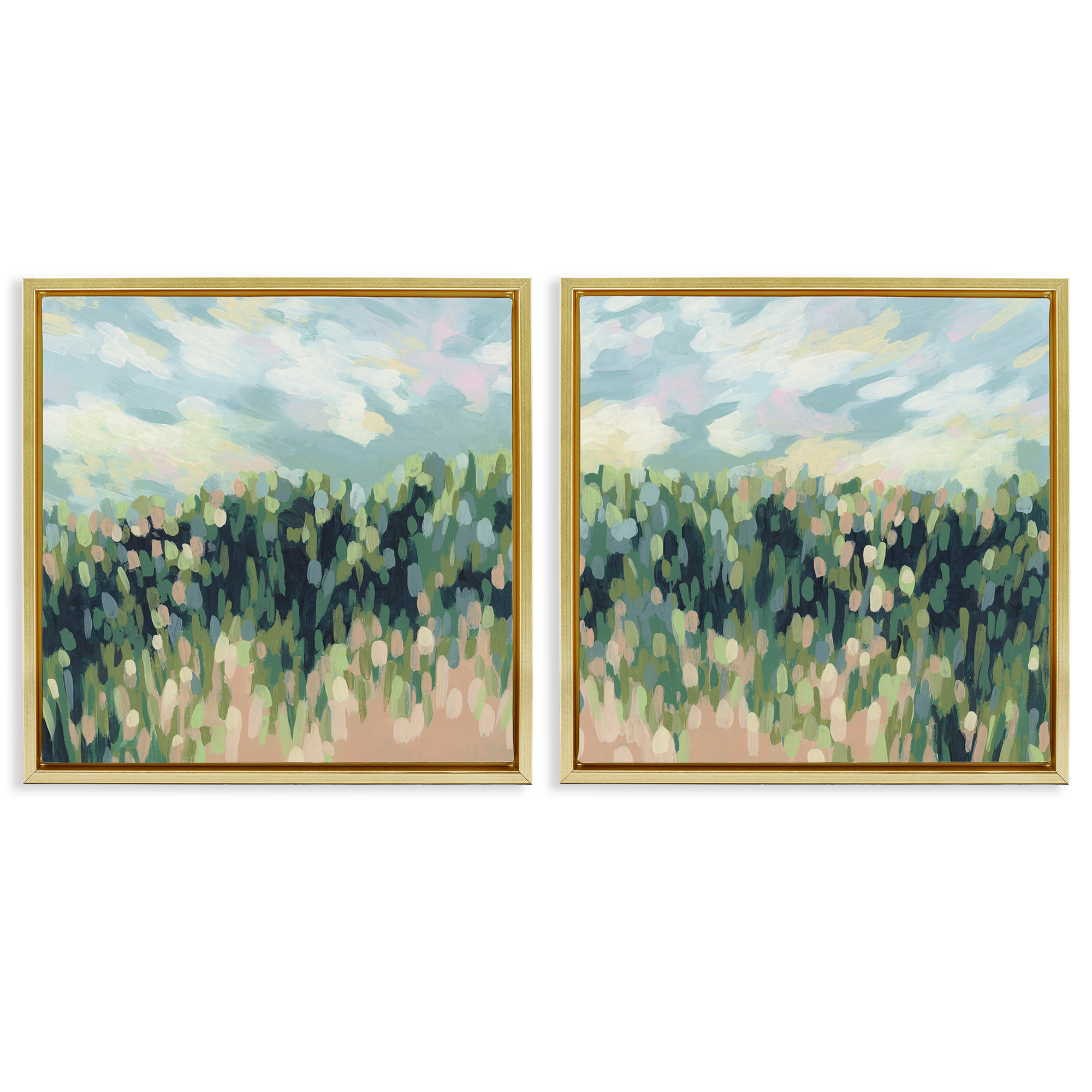 Stupell Industries Abstract Tall Wheat Grass Field Landscape & Nature Painting Gold Floater Framed Canvas Art Print Wall Art, 25 x 25, Set of 2