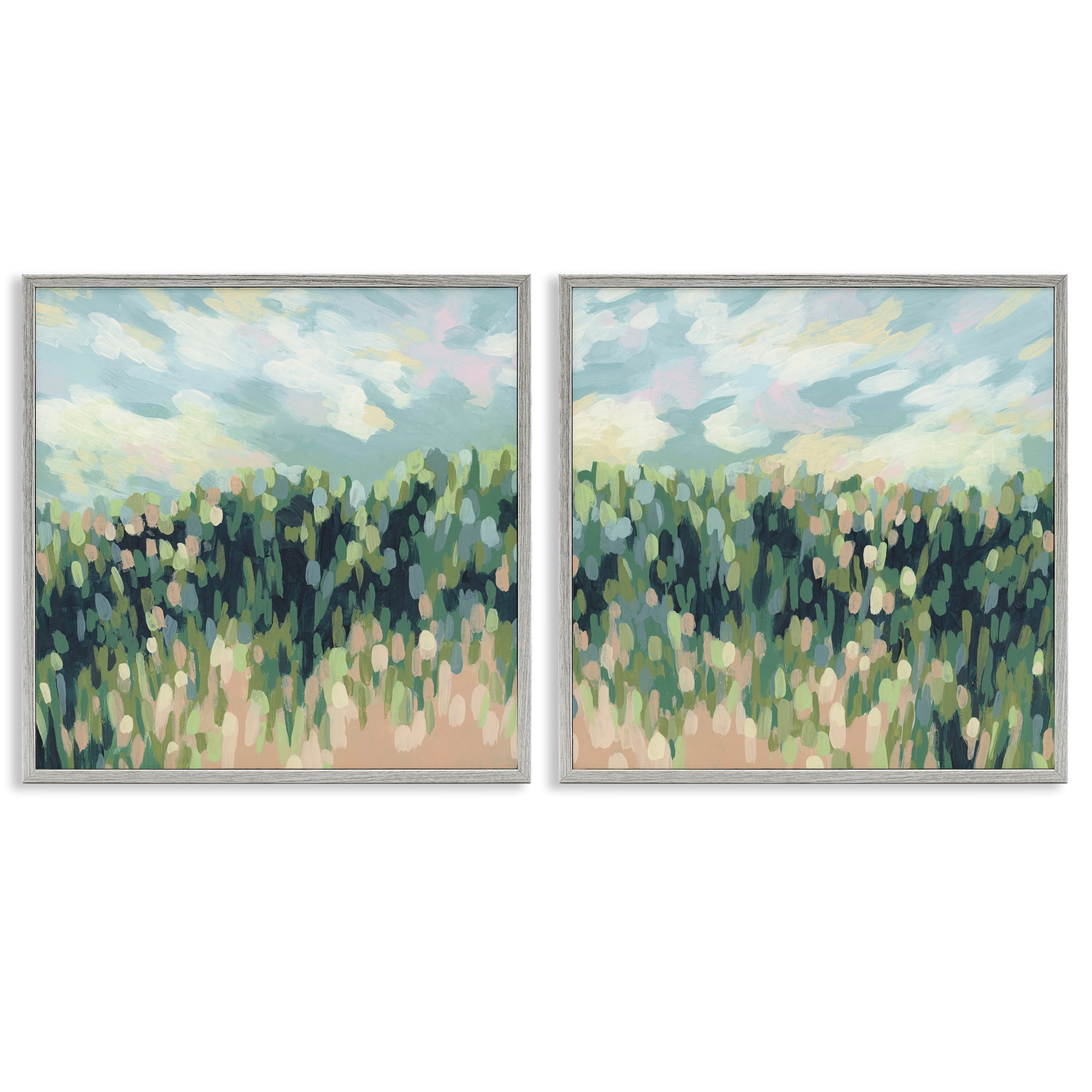 Stupell Industries Abstract Tall Wheat Grass Field Landscape & Nature Painting Gray Framed Art Print Wall Art, 12 x 12, Set of 2