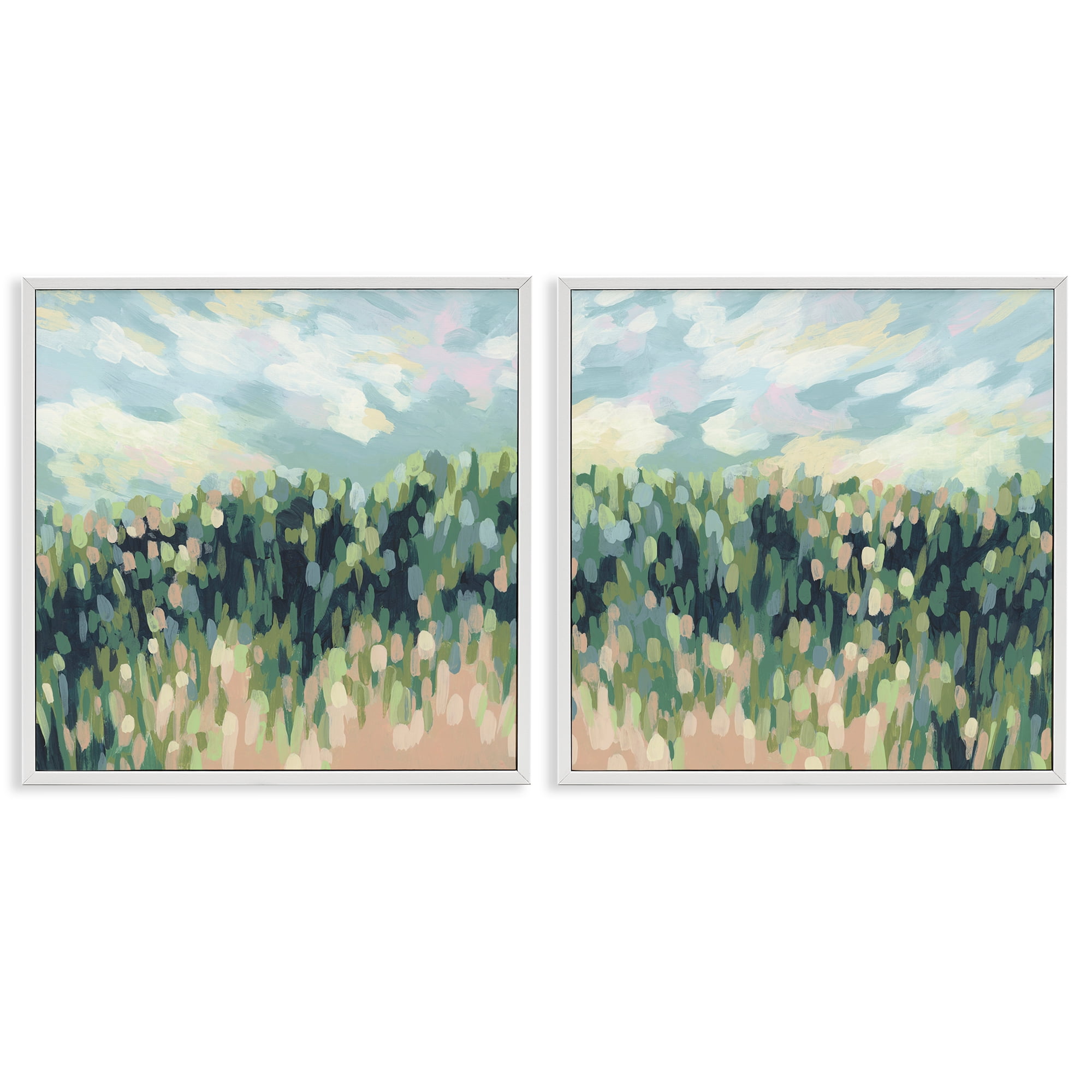 Stupell Industries Abstract Tall Wheat Grass Field Landscape & Nature Painting White Framed Art Print Wall Art, 17 x 17, Set of 2