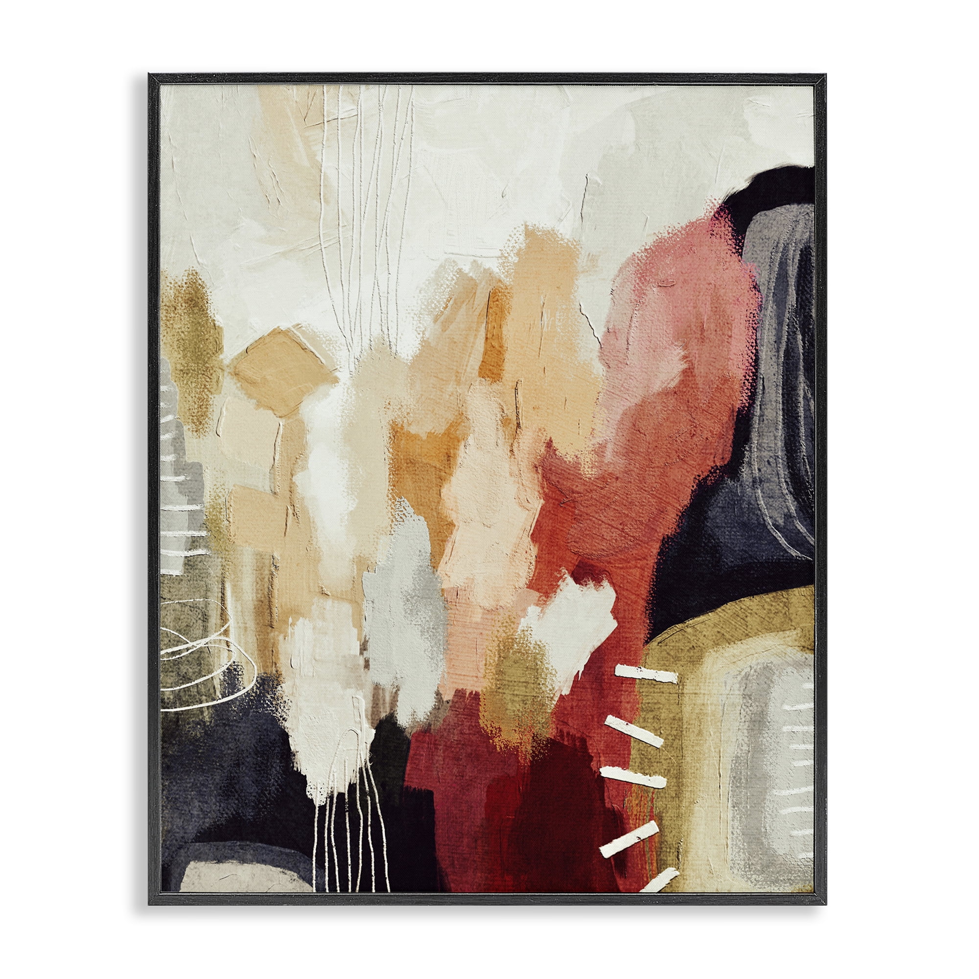 Stupell Industries Abstract Tan Southwestern Abstract Painting Black Framed Art Print Wall Art, 16 x 20