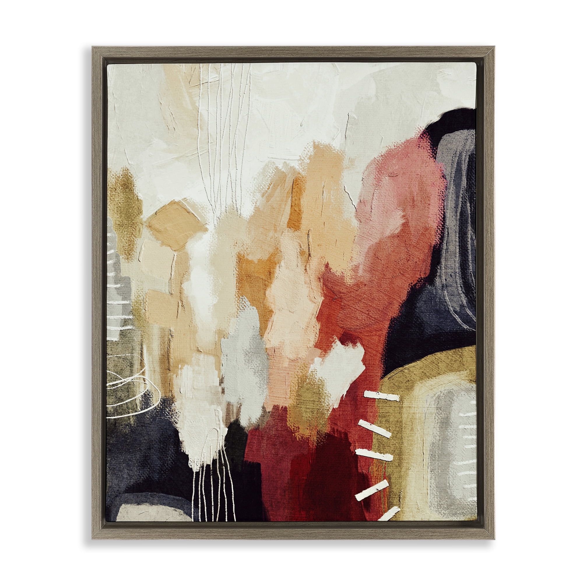 Stupell Industries Abstract Tan Southwestern Abstract Painting Brown Floater Framed Canvas Art Print Wall Art, 17 x 21