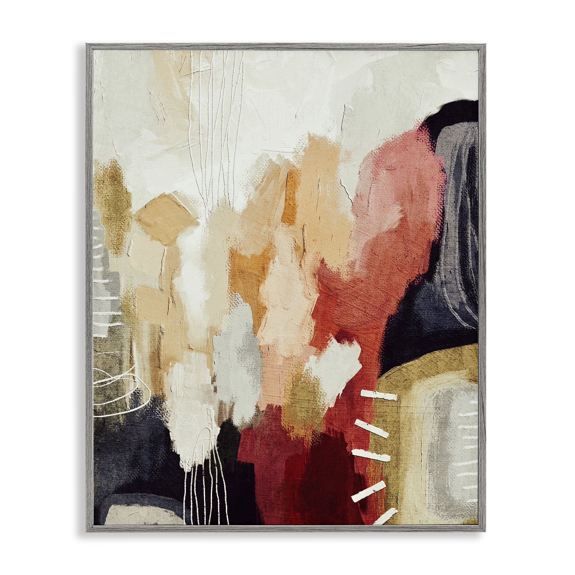 Stupell Industries Abstract Tan Southwestern Abstract Painting Gray Framed Art Print Wall Art, 24 x 30