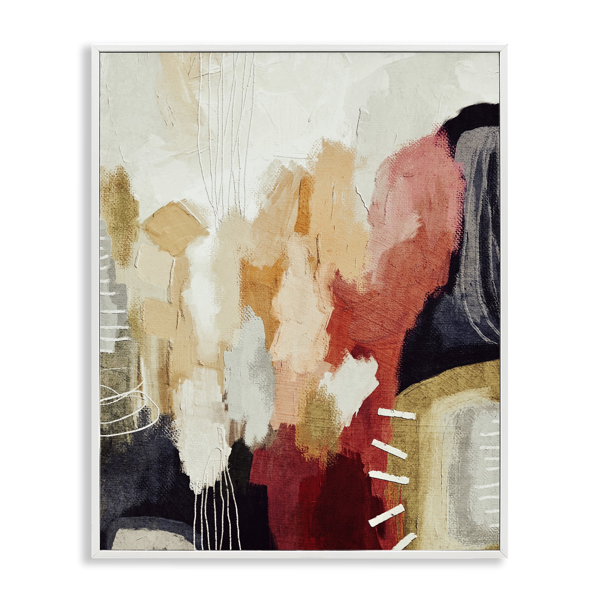 Stupell Industries Abstract Tan Southwestern Abstract Painting White Framed Art Print Wall Art, 16 x 20