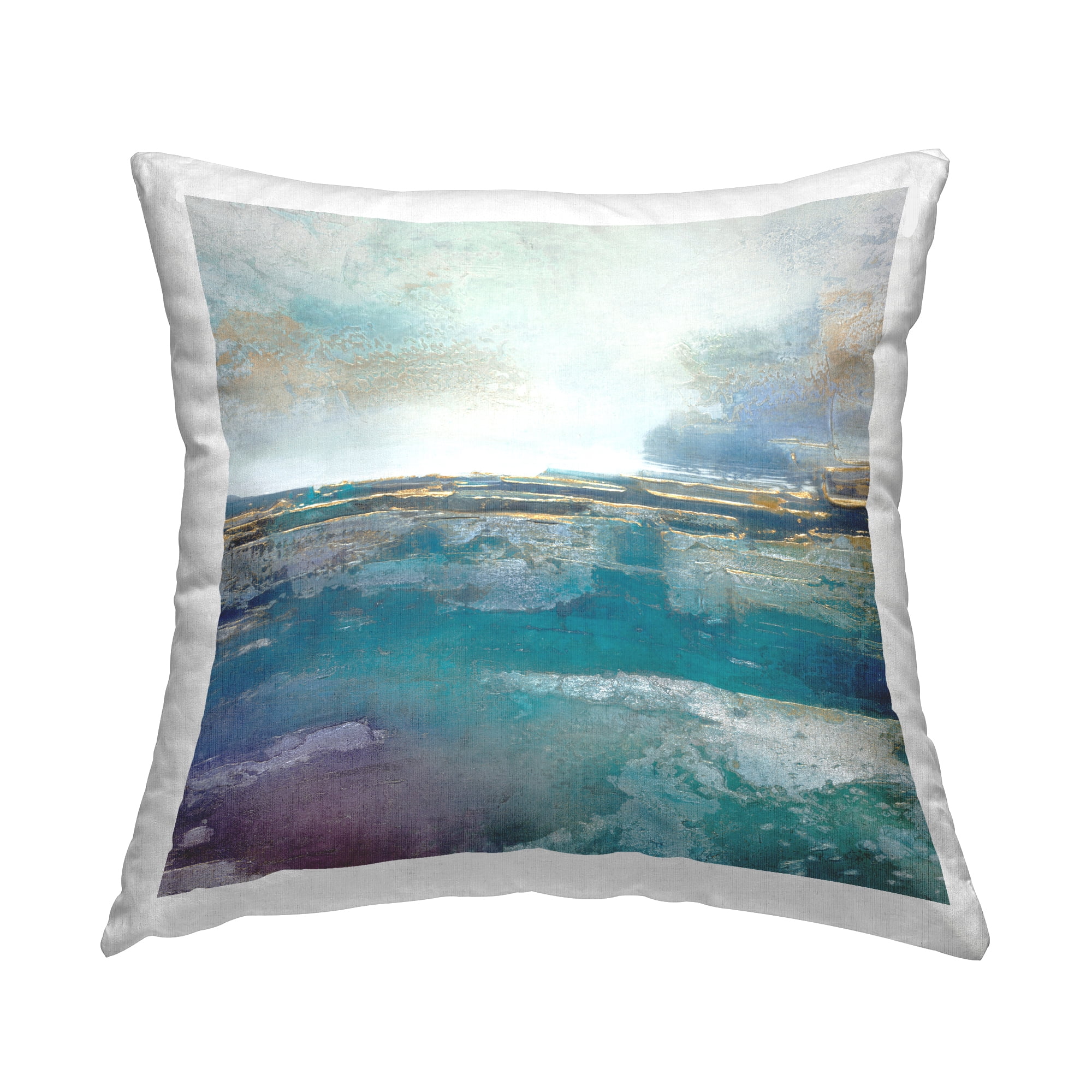 Stupell Industries Abstract Teal Landscape Horizon Square Decorative Printed Throw Pillow, 18 x 18,