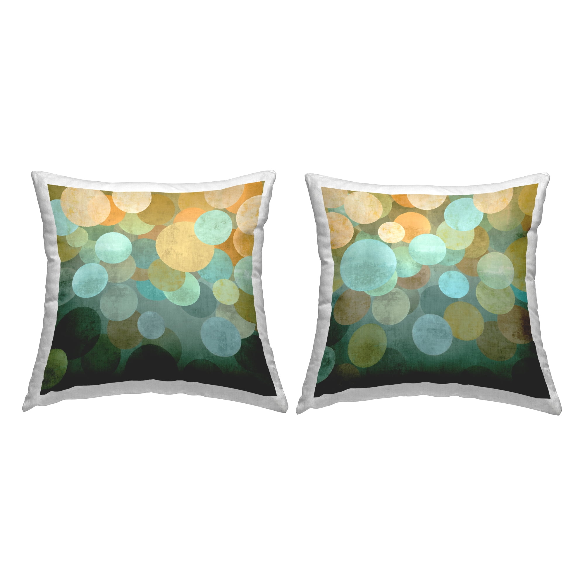 Stupell Industries Abstract Teal Polka Dots Square Decorative Printed Throw Pillow, 18 x 18, Set of 2