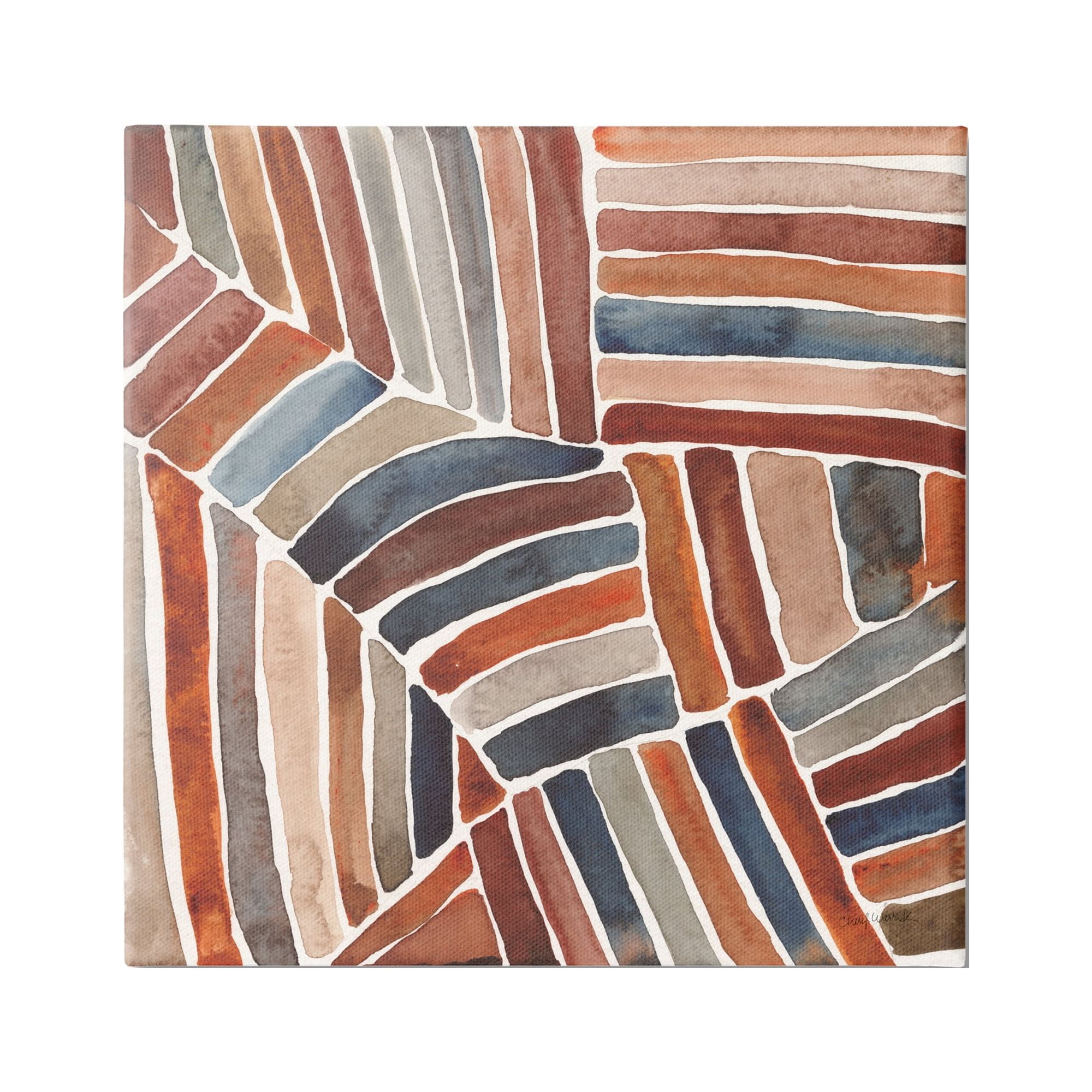 Stupell Industries Abstract Terracotta Stripes Abstract Painting Gallery Wrapped Canvas Print Wall Art, 30 x 30
