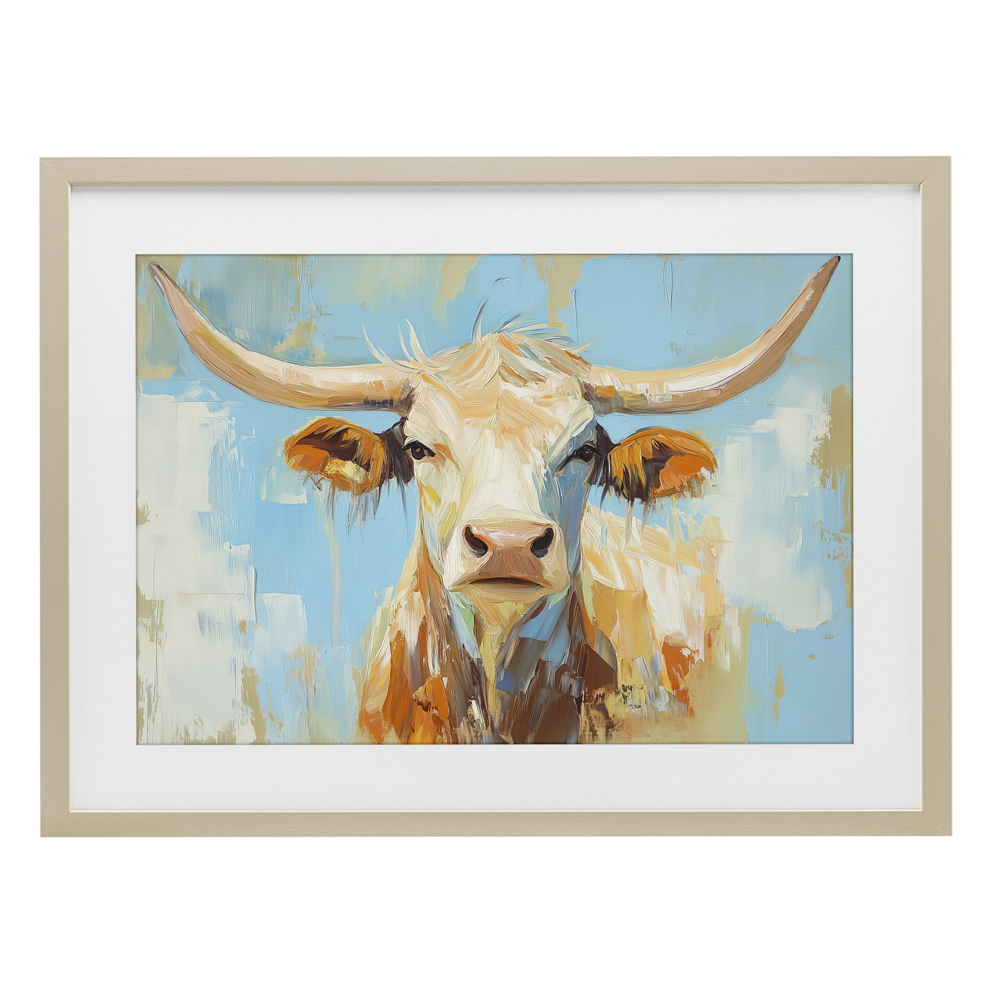 Stupell Industries Abstract Texas Longhorn Birch Framed Print Under Glass, design by Tina LeCour