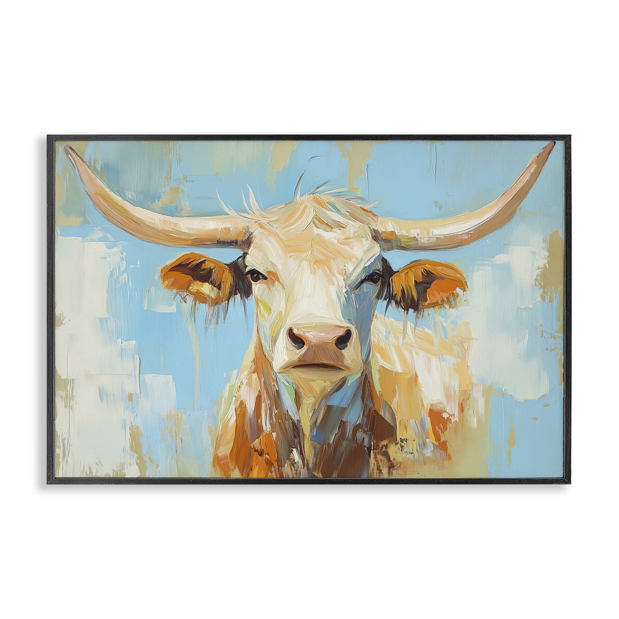 Stupell Industries Abstract Texas Longhorn Black Framed Giclee Art, design by Tina LeCour