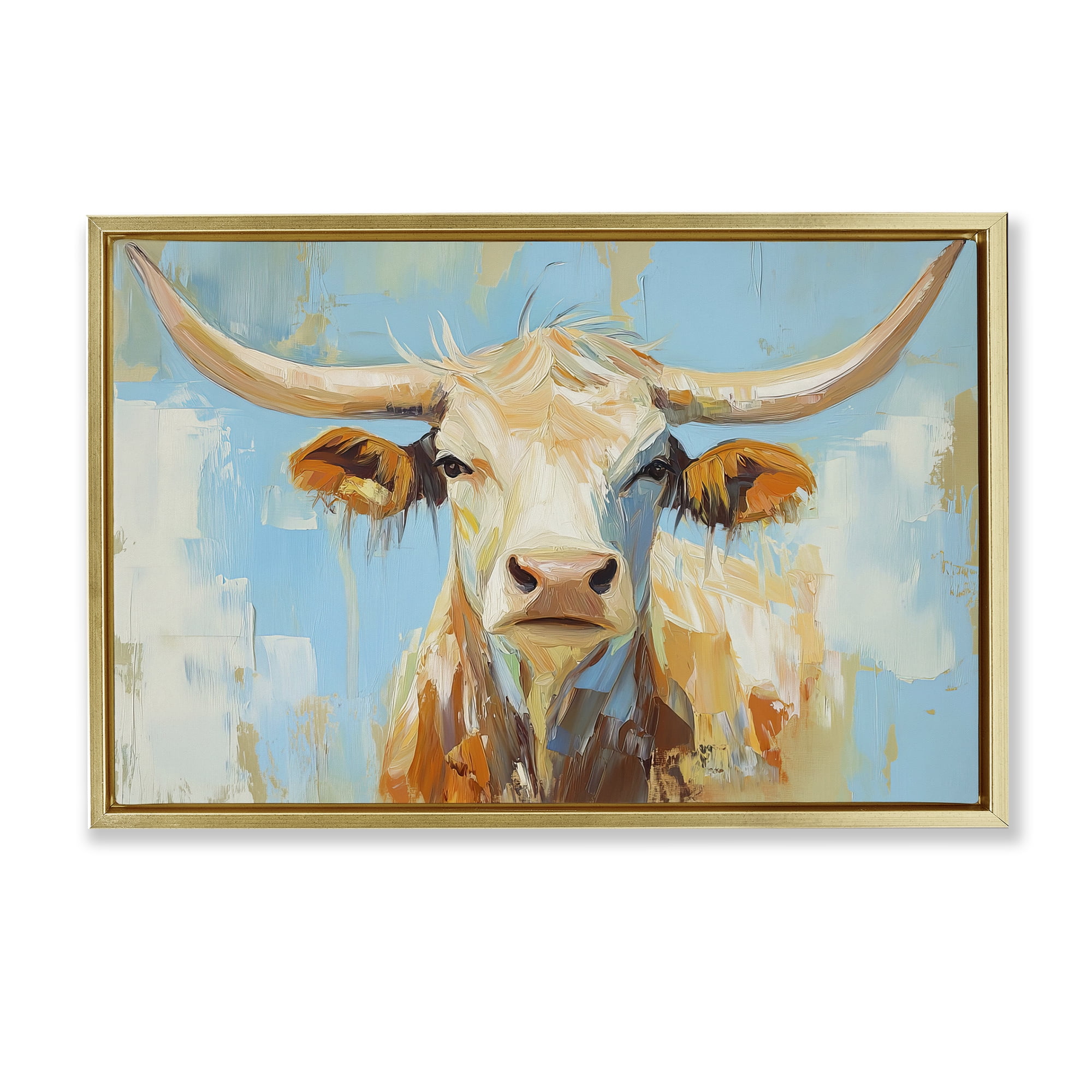 Stupell Industries Abstract Texas Longhorn Gold Framed Floater Canvas Wall Art, design by Tina LeCour