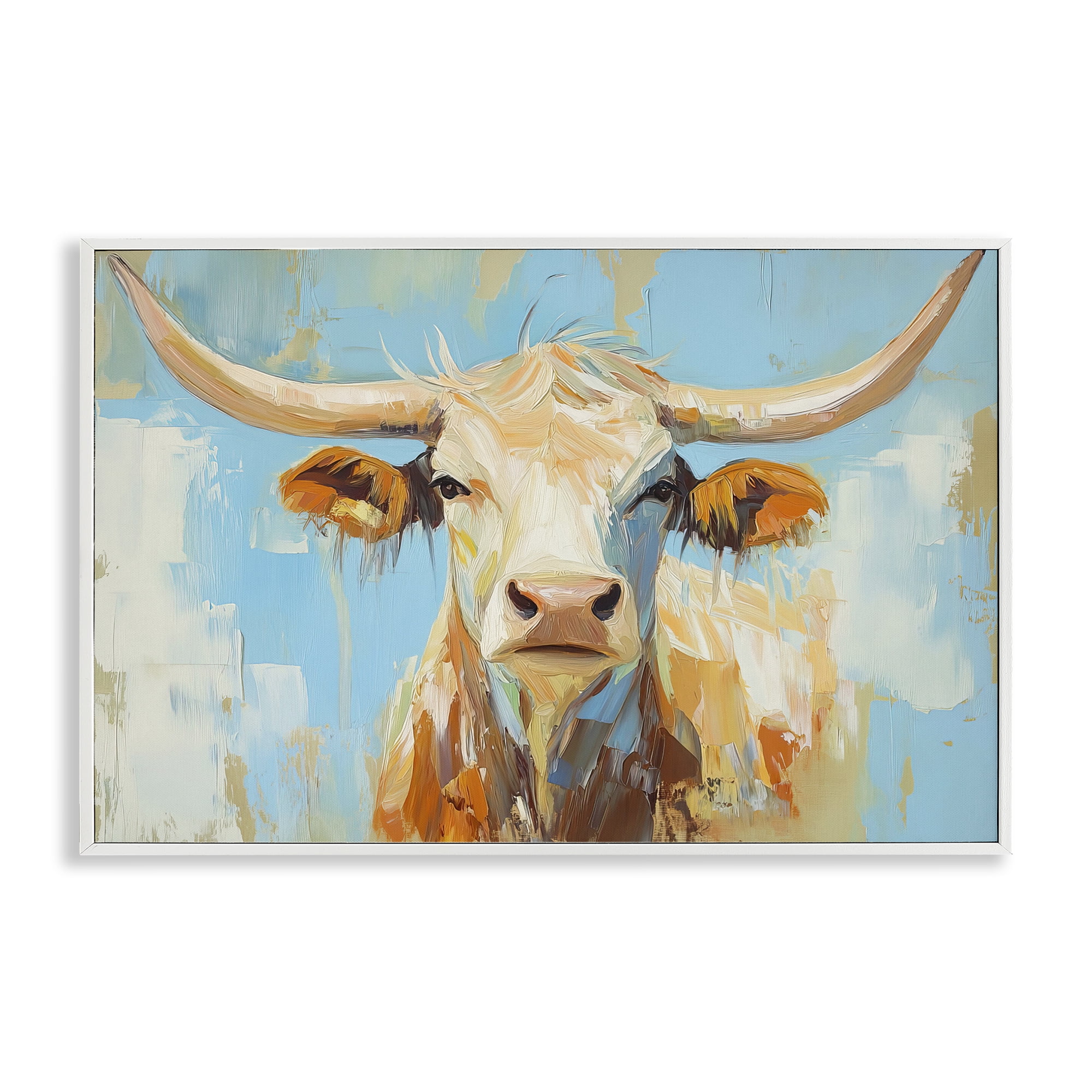 Stupell Industries Abstract Texas Longhorn White Framed Giclee Art, design by Tina LeCour