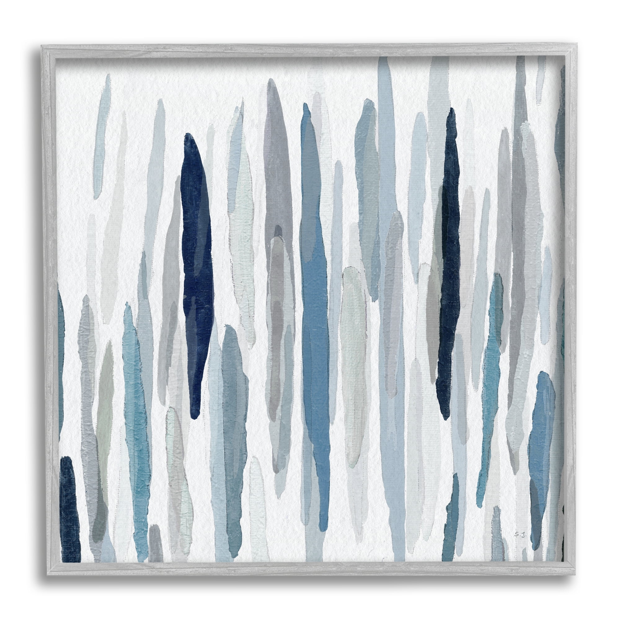 Stupell Industries Abstract Thick Brush Blue Grey Paint Drip ,12 x 12, Design by Sn Jill