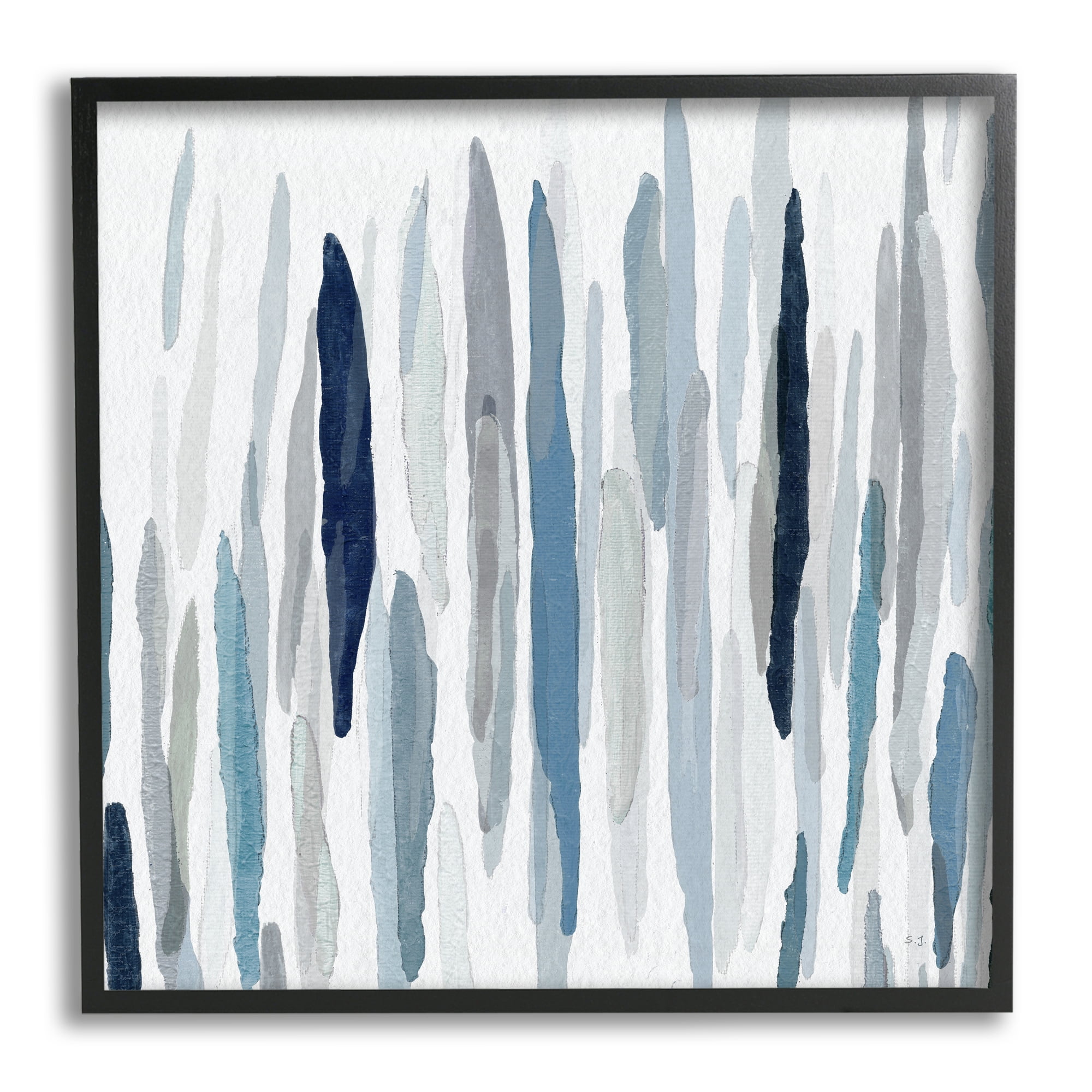 Stupell Industries Abstract Thick Brush Blue Grey Paint Drip ,17 x 30, Design by Sn Jill