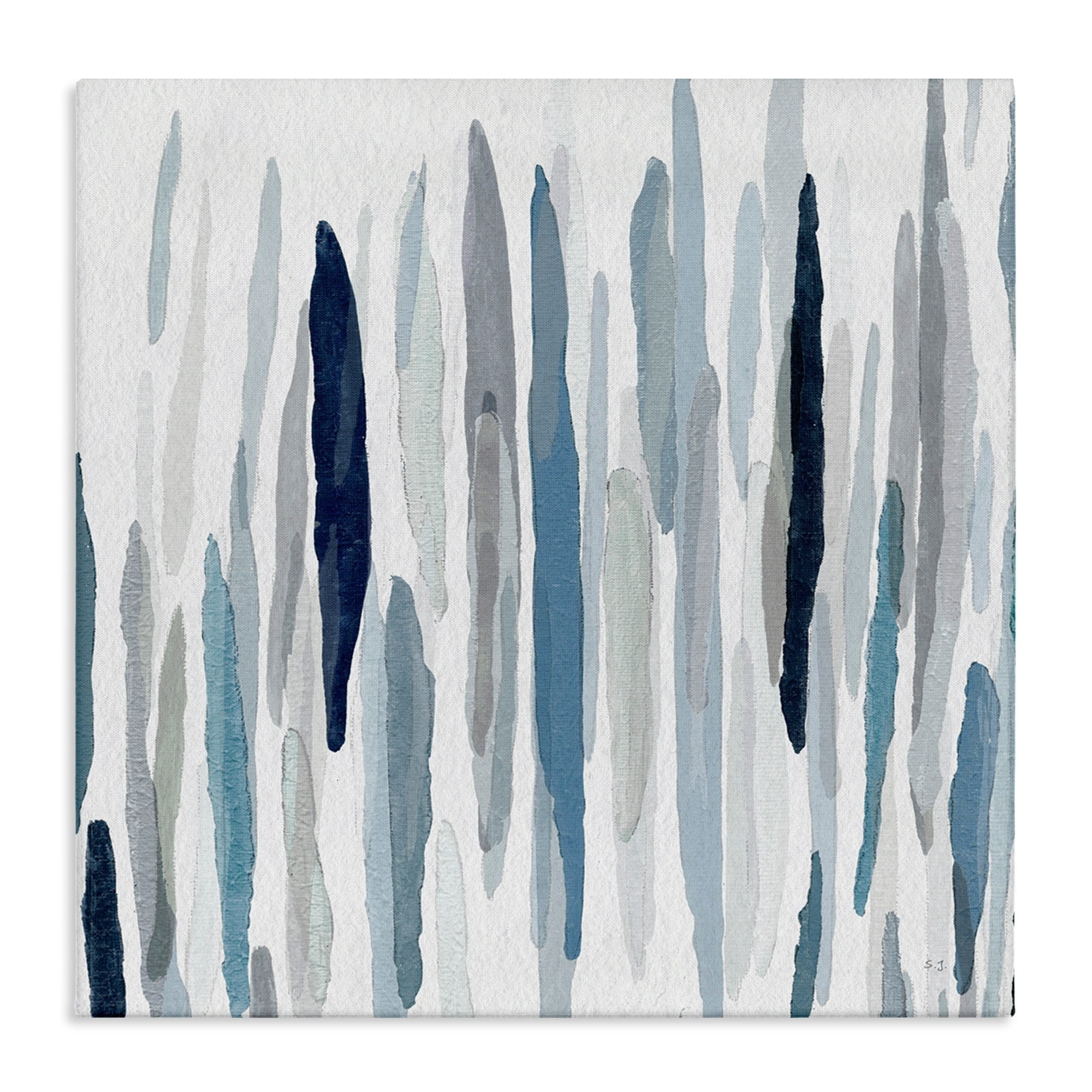 Stupell Industries Abstract Thick Brush Blue Grey Paint Drip ,24 x 24, Design by Sn Jill