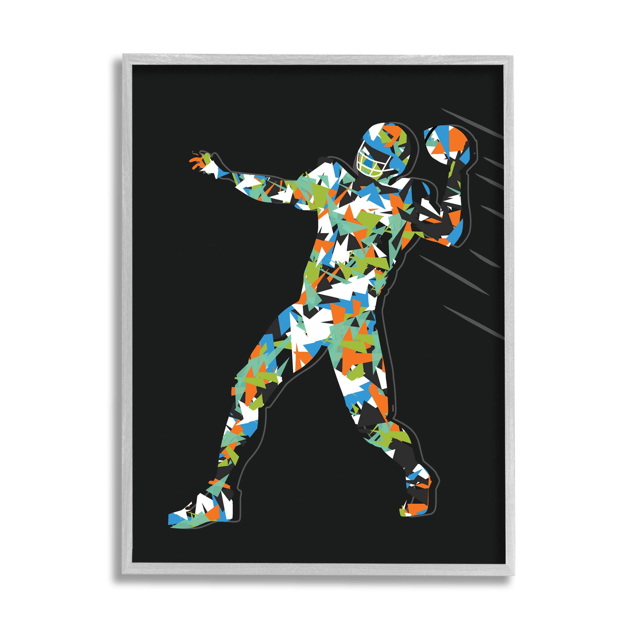 Stupell Industries Abstract Throwing Football Pose Graphic Art Gray Framed Art Print Wall Art, Design by Arrolynn Weiderhold