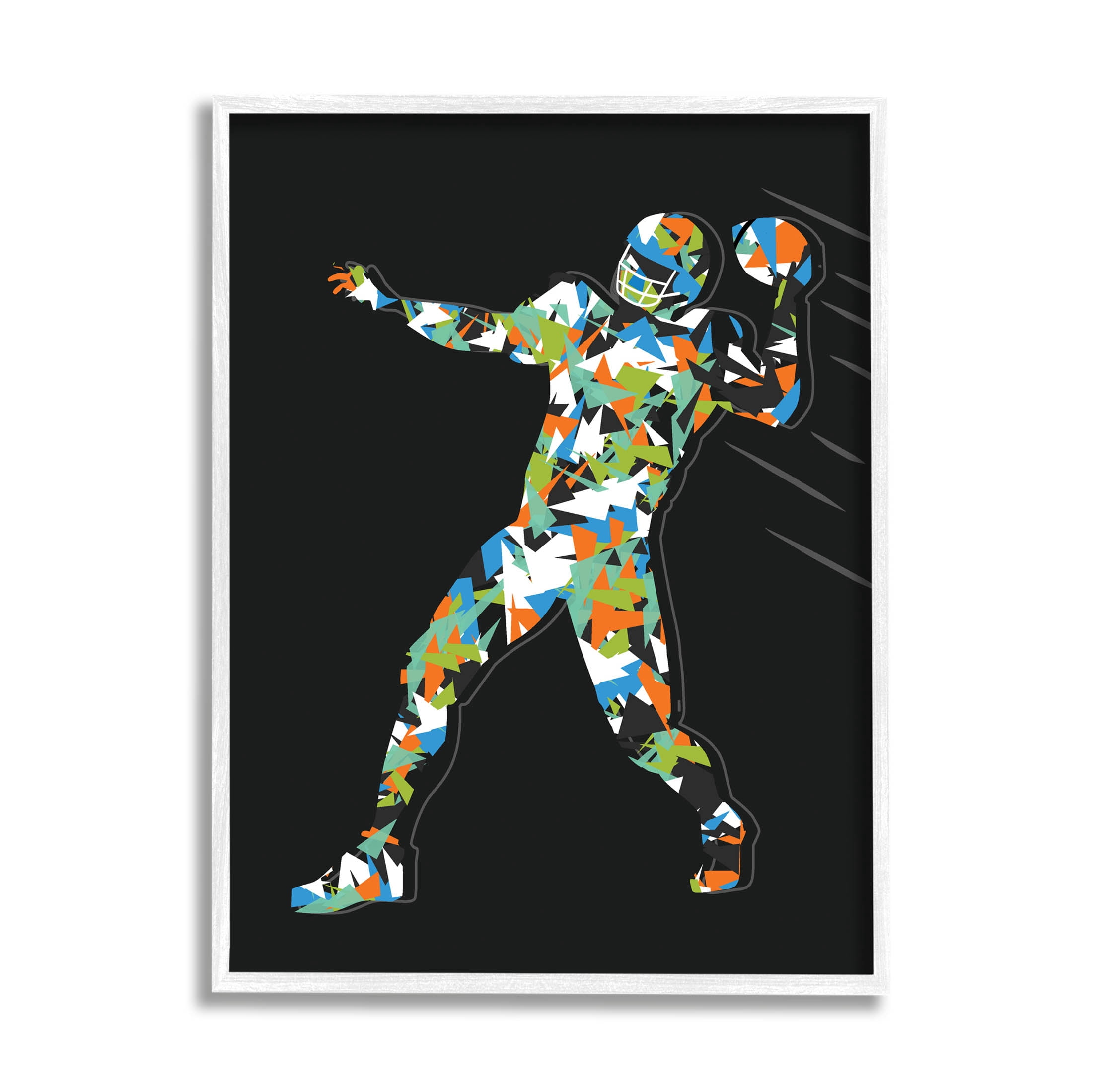 Stupell Industries Abstract Throwing Football Pose Graphic Art White Framed Art Print Wall Art, Design by Arrolynn Weiderhold