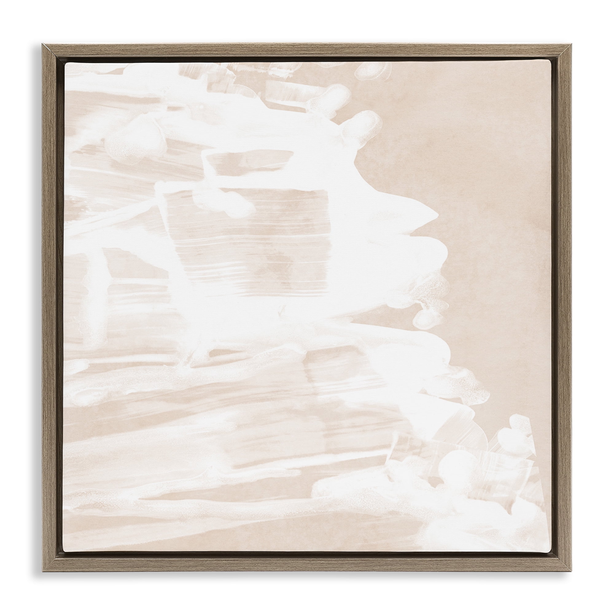 Stupell Industries Abstract Tide Movement Abstract Painting Brown Floater Framed Canvas Art Print Wall Art, 18 x 18